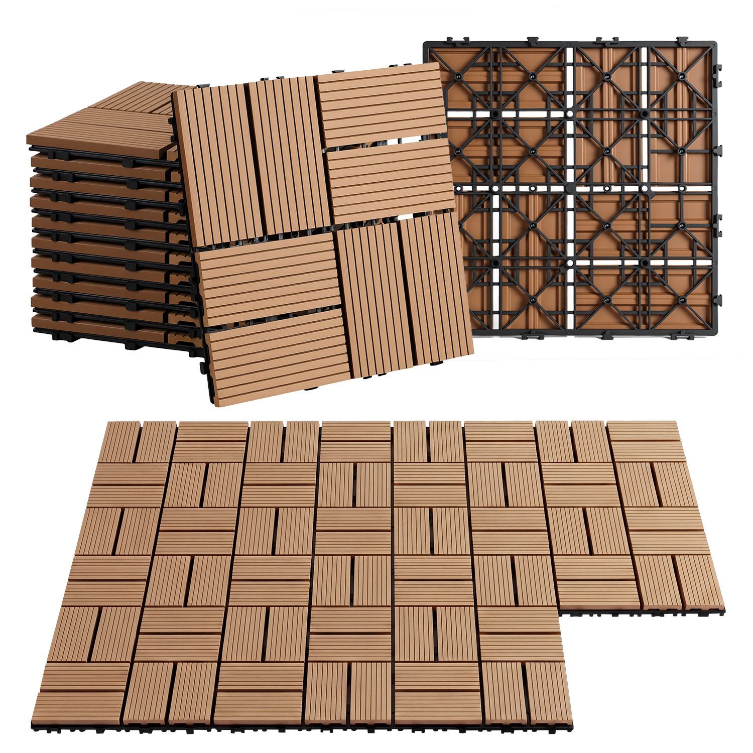Clanmacy Terrassendielen WPC Terrassenfliesen 30x30cm langlebig für Balkon, Terrasse und Garten, BxL: je 30x30 cm, (55-St)