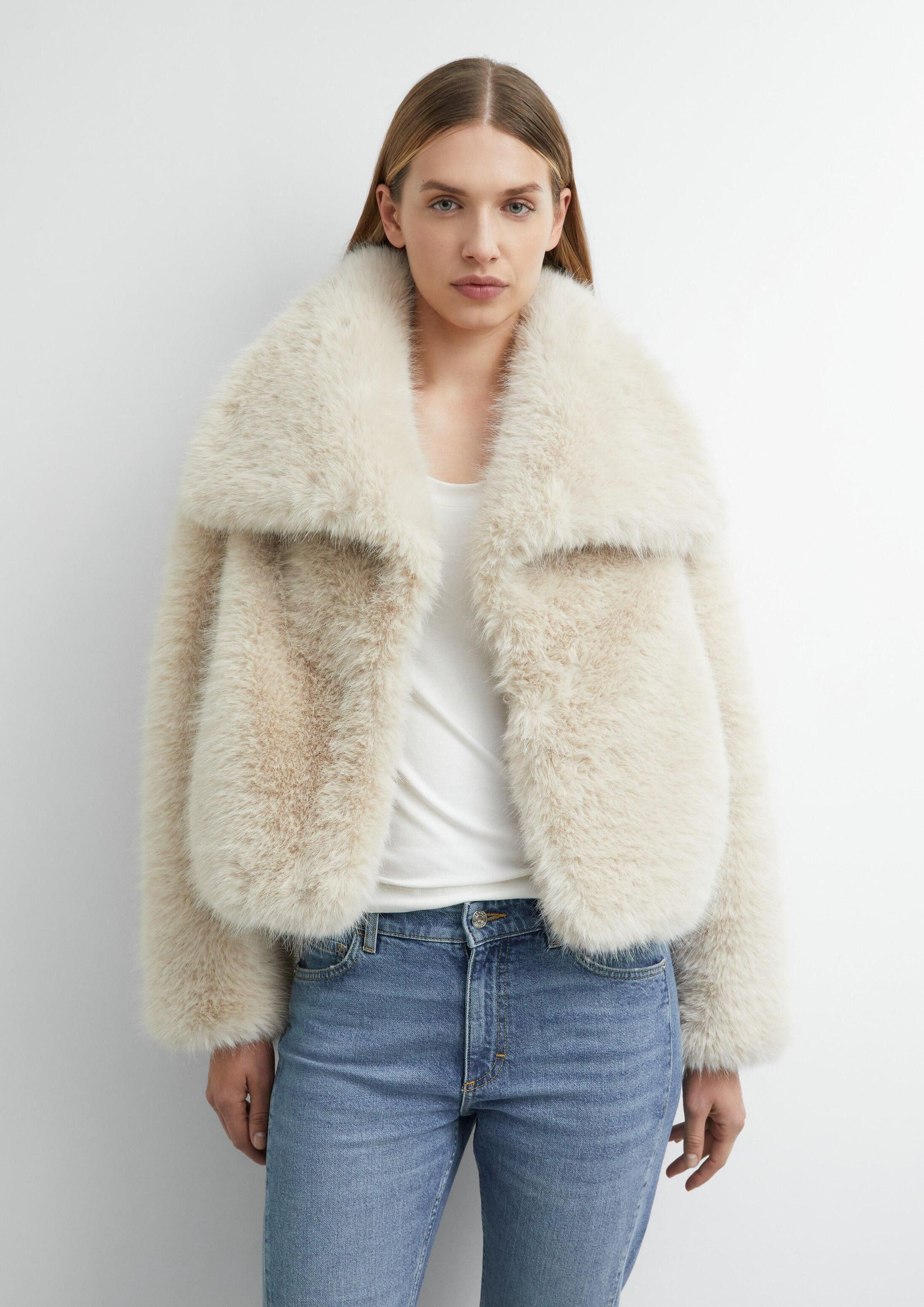 comma Winterjacke Outdoor-Jacke Statement Fake-Fur-Jacke