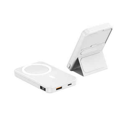 MAGNES Magsafe Powerbank Magnetisch Wireless Charger für iPhone IOS/Samsung Android 10000 mAh (12 V), LED-Akkuanzeige, Integrierte Halterung