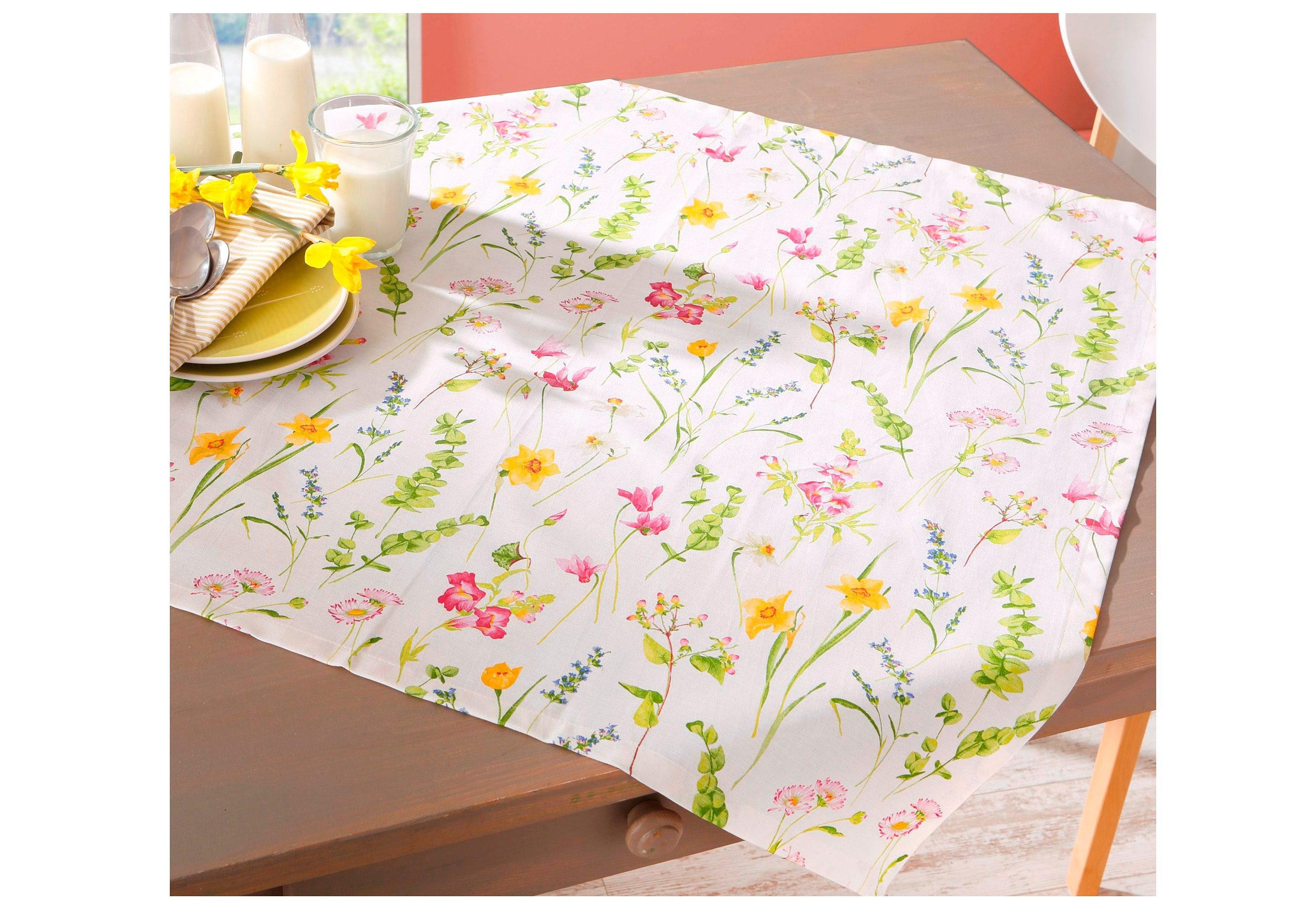 HOSSNER - HOMECOLLECTION Mitteldecke »31366 Frühlingsblumen« (1-tlg)-Otto