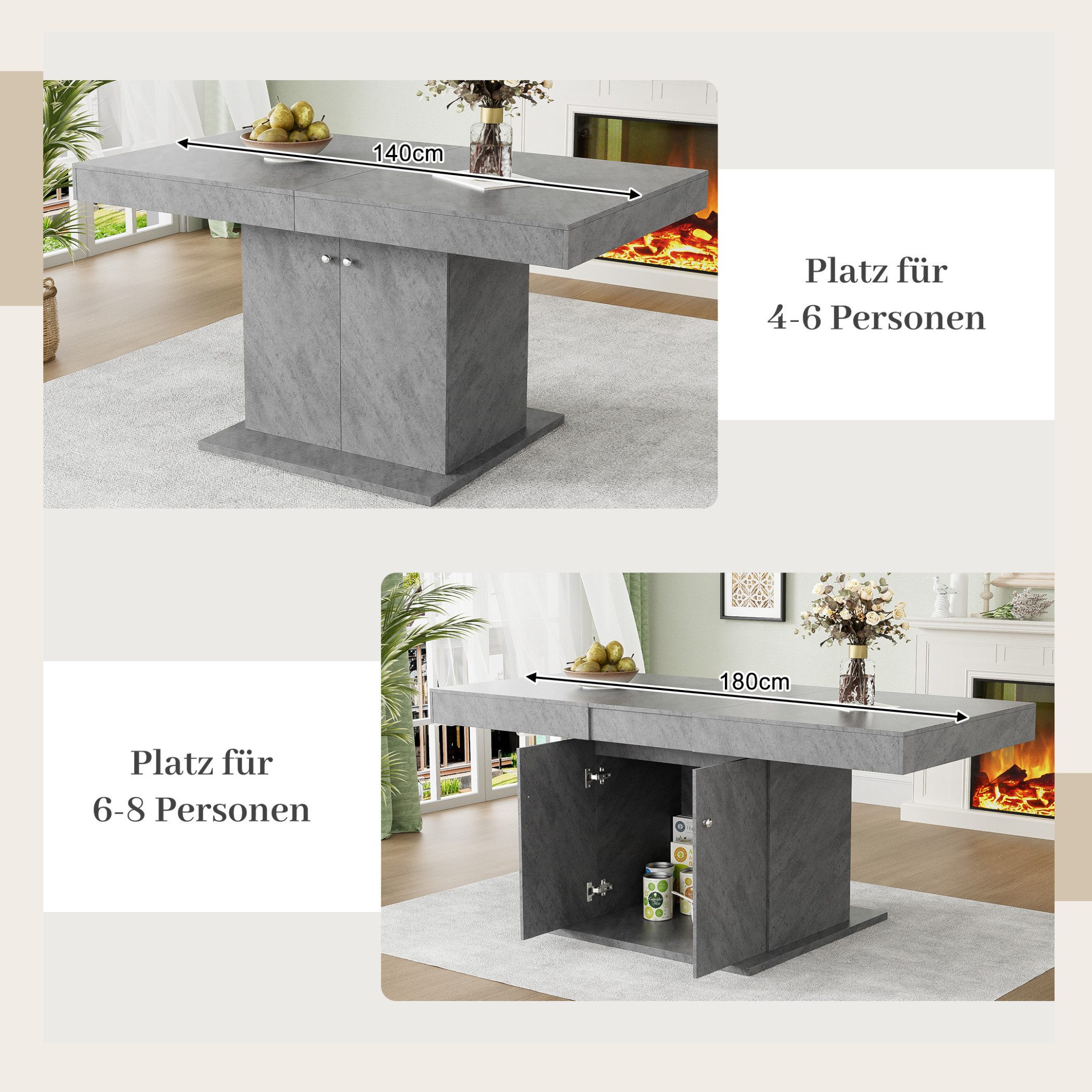 SeedWave Esstisch Ausziehbarer mit Stauraum, Multifunktionaler Couchtisch f günstig online kaufen