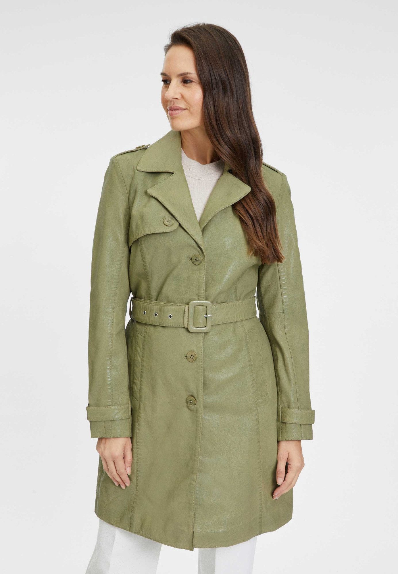 Gipsy by Mauritius Lederjacke GWLaily Gipsy by Mauritius - Damen Echtleder Ledermantel Lammnappa light olive