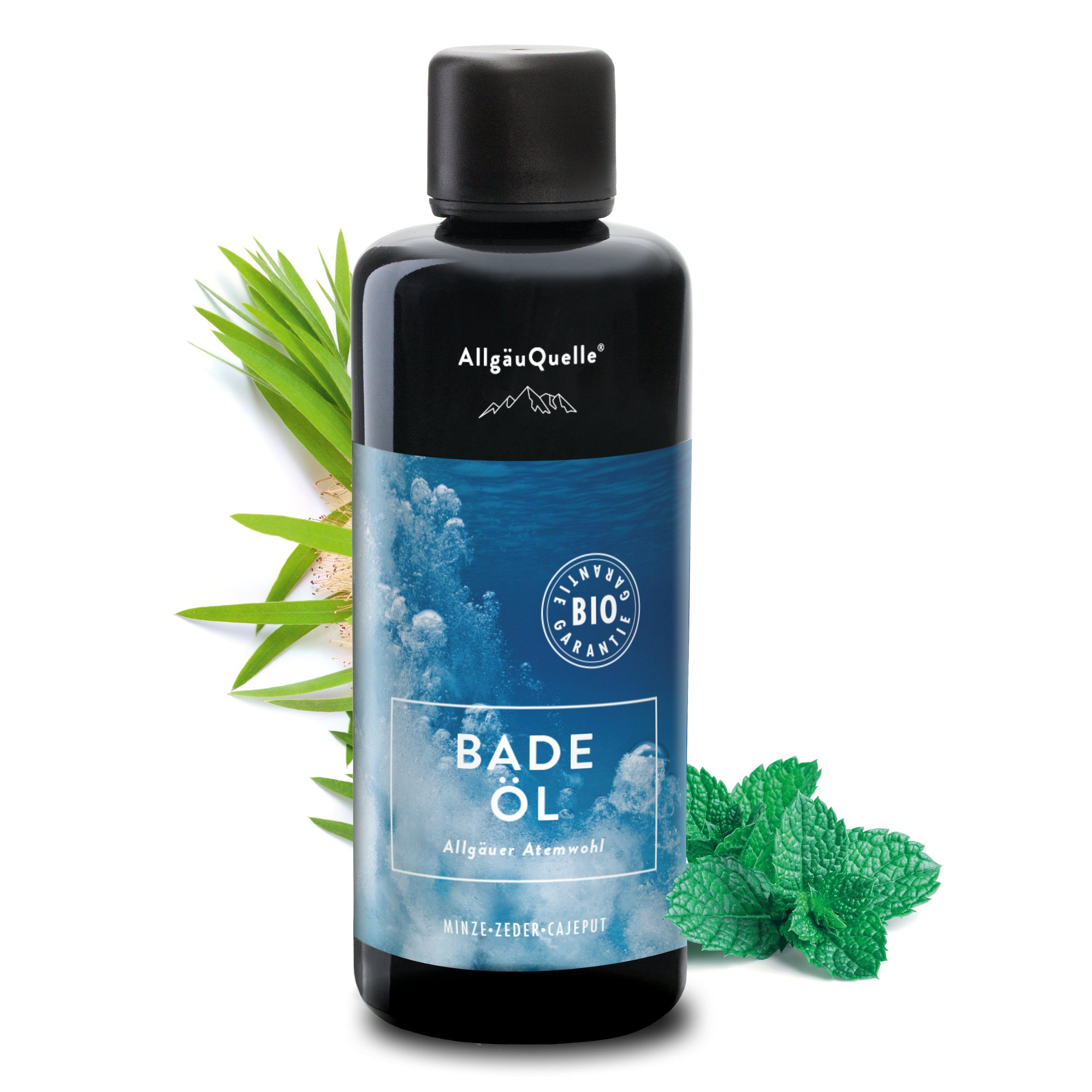 Allgäuquelle Badezusatz Bio Badeöl Allgäuer Atemwohl Badezusatz, mit Minze, Zeder und Cajeput