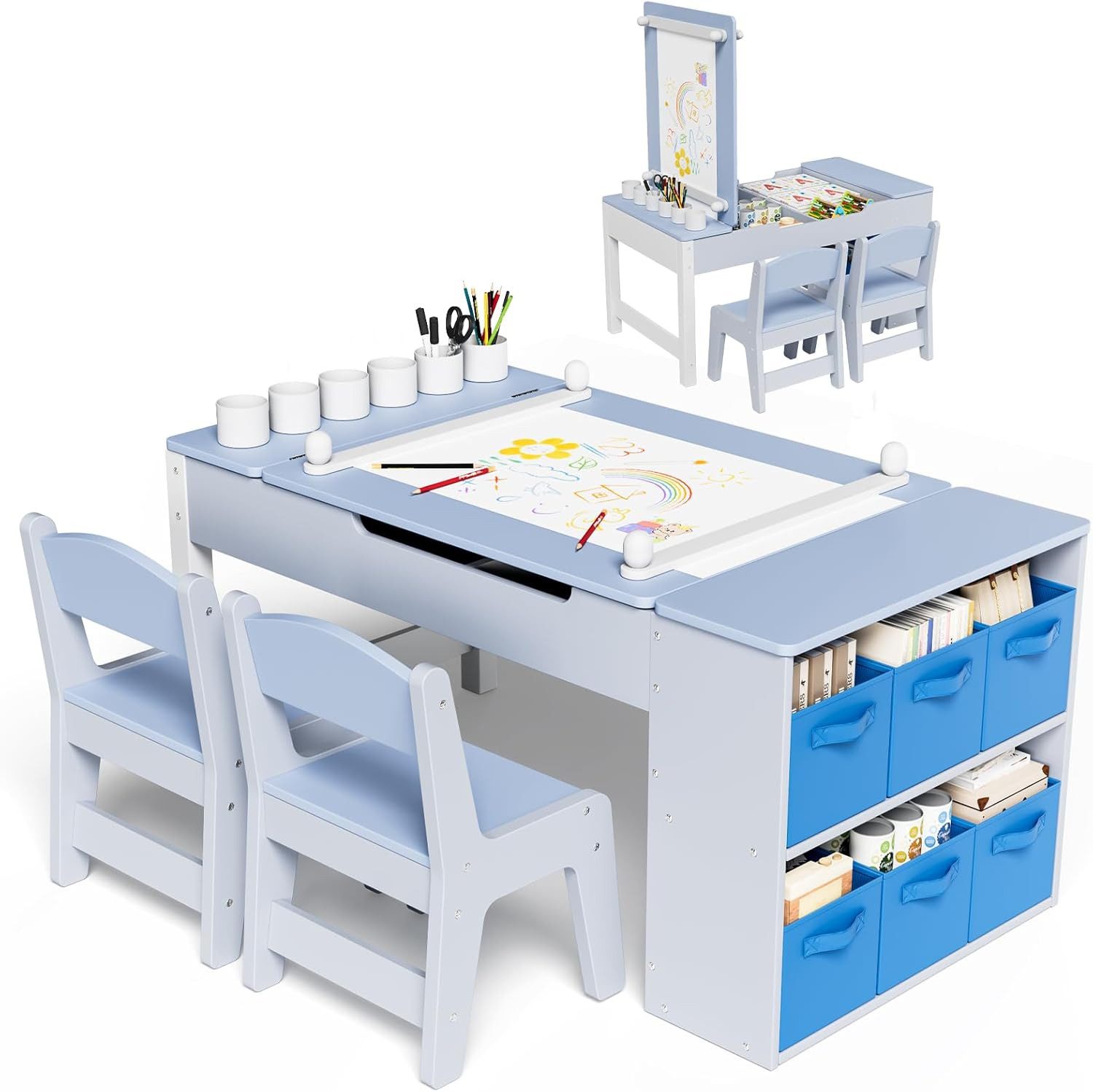 TLGREEN Kindertisch mit 2 Stühlen, Kinder Tisch Stuhl Set Holz (Kindersitzg günstig online kaufen