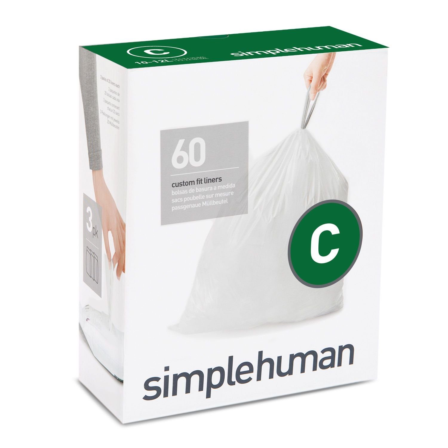simplehuman Müllbeutel Passgenaue Müllbeutel-Großpackung Code C 60 Stück