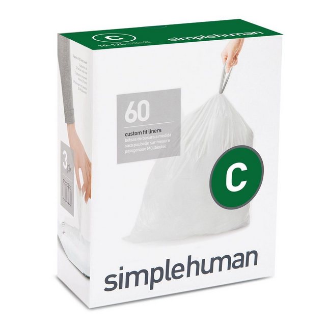 simplehuman Müllbeutel Passgenaue Müllbeutel-Großpackung Code C 60 Stück
