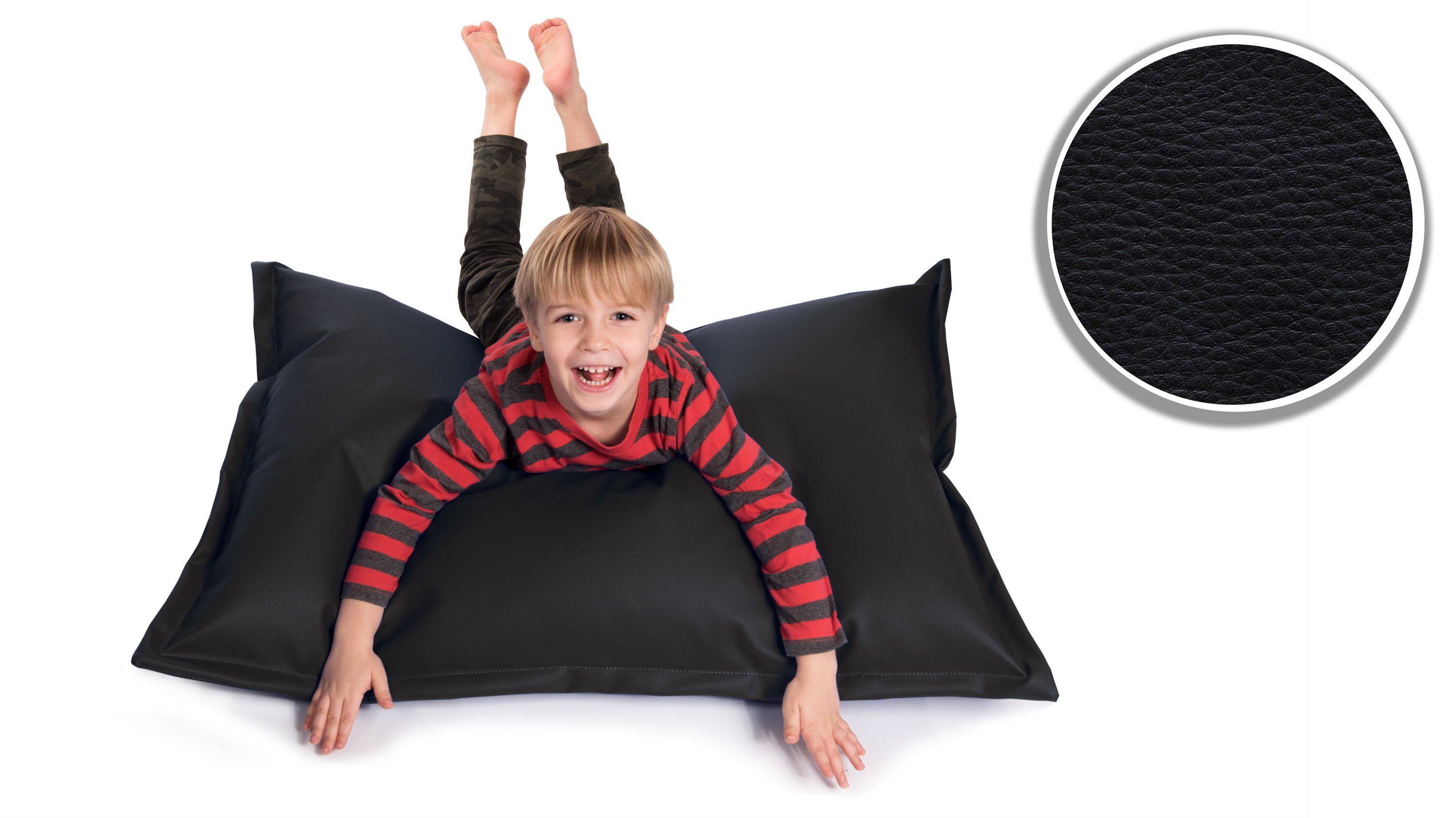 Outdoor Styropor Füllung Kinder 100 sunnypillow & mit & x 60L aus Erwachsene, Sitzsack 70 cm Indoor Kunstleder für