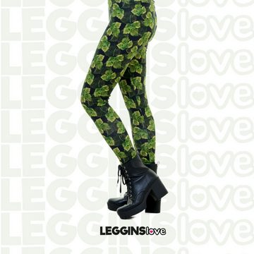 Leggins Love Leggings Leggings mit grünen Blumen Blattzauber by Leggins Love