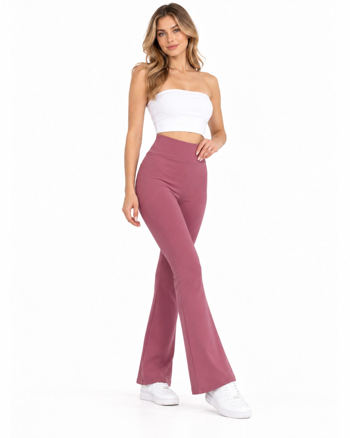 fashionshowcase Schlaghose Damen Scuba Hose High Waist elastisch für Yoga Freizeit & Abendmode Knitterfrei, Bequem & Figurbetont – Bild 3 von 5
