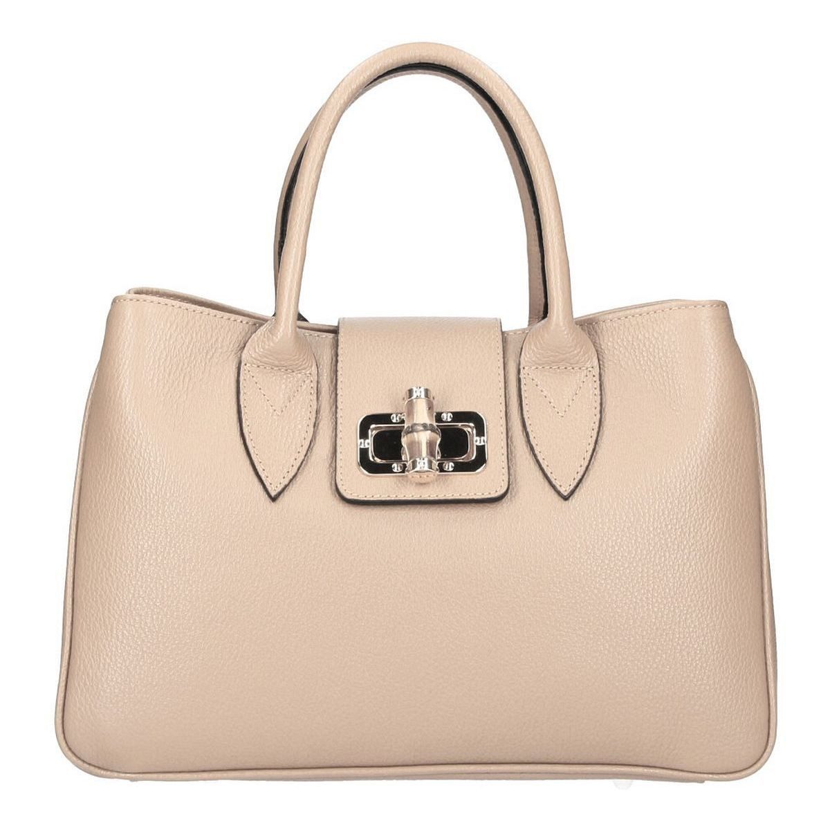 Schultertasche Made in Italy Damen Leder Shopper Handtasche Umhängetasche Henkel