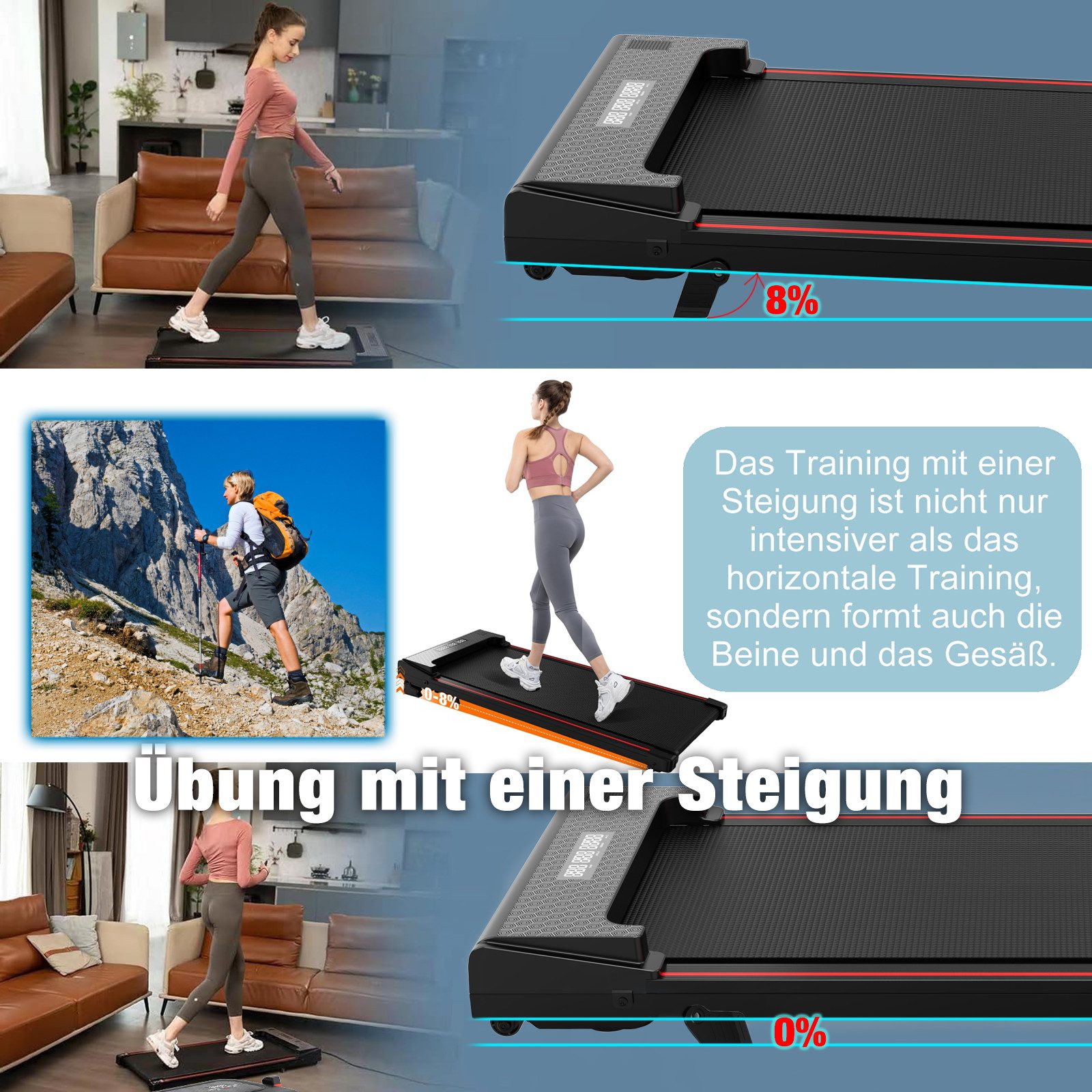 CITYSPORTS Laufband ZX1/2 Laufbander 440w für zu Hause, Walking/Jogging Pad,Max 6 km/h, integrierte transportrollen, mini- Laufband für Büro und Zuhause
