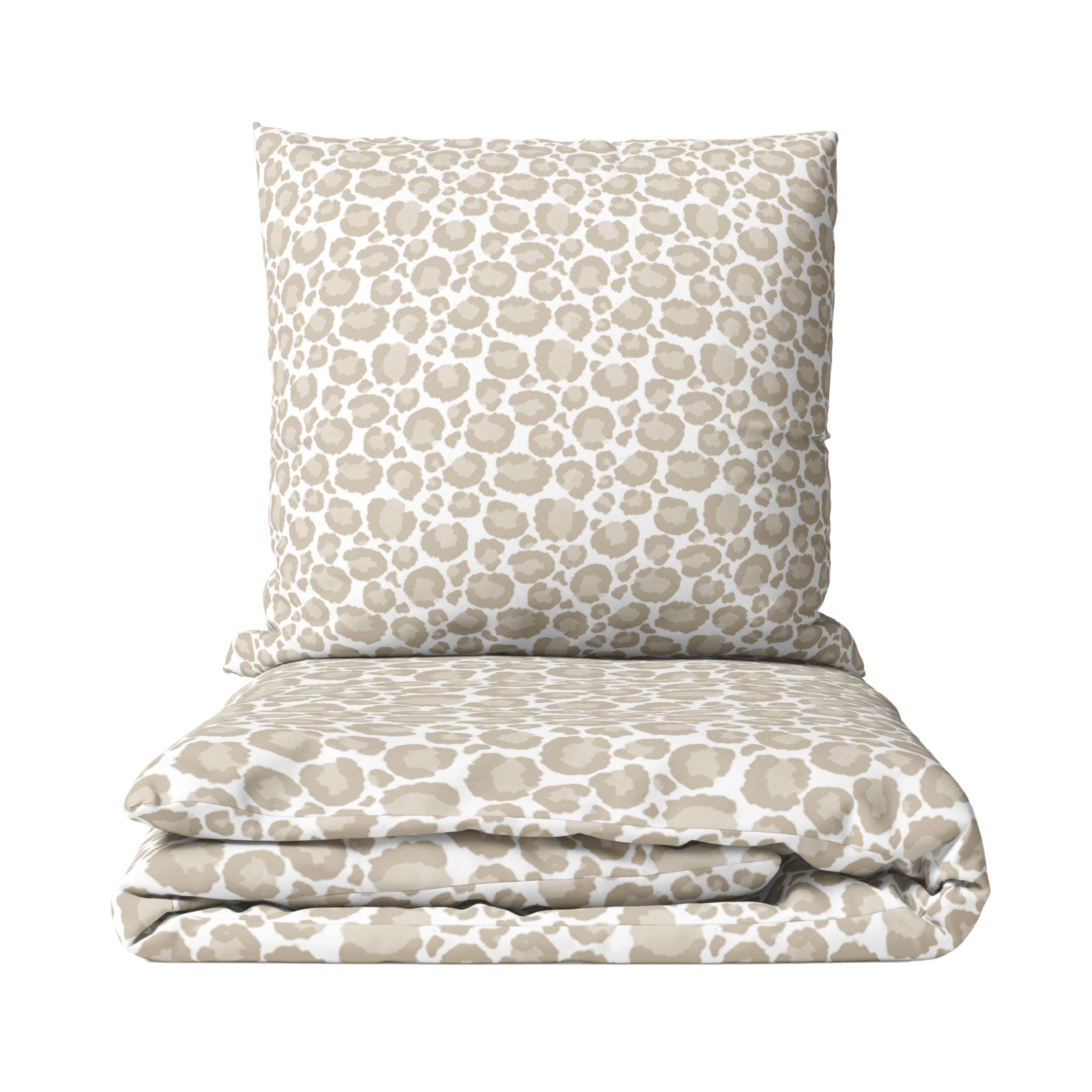 MTOnlinehandel Bettwäsche Leo Adventure in Renforcé, Weiß/ Beige/ Braun • Animal, 100% Baumwolle, 2 teilig, Bettwäsche- Set im Leo Look • Safari • Leopard