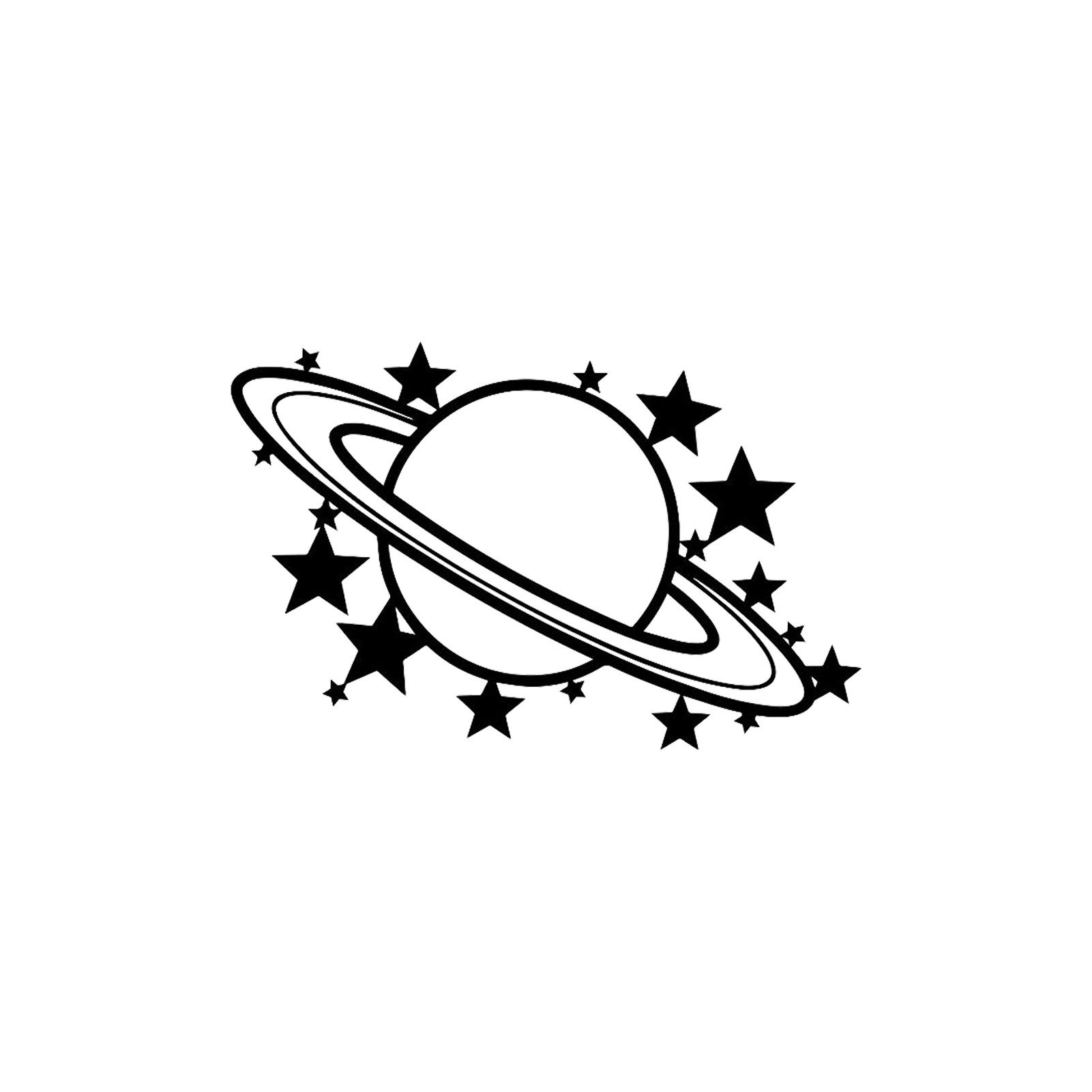 Jumpeak Wanddekoobjekt Wanddekoration mit Saturn und Sternen, Sternenhimmel, Strichkunst, Metall, 4 Farben, 3 Größen, Wanddekoration, Planeten, märchenhaft