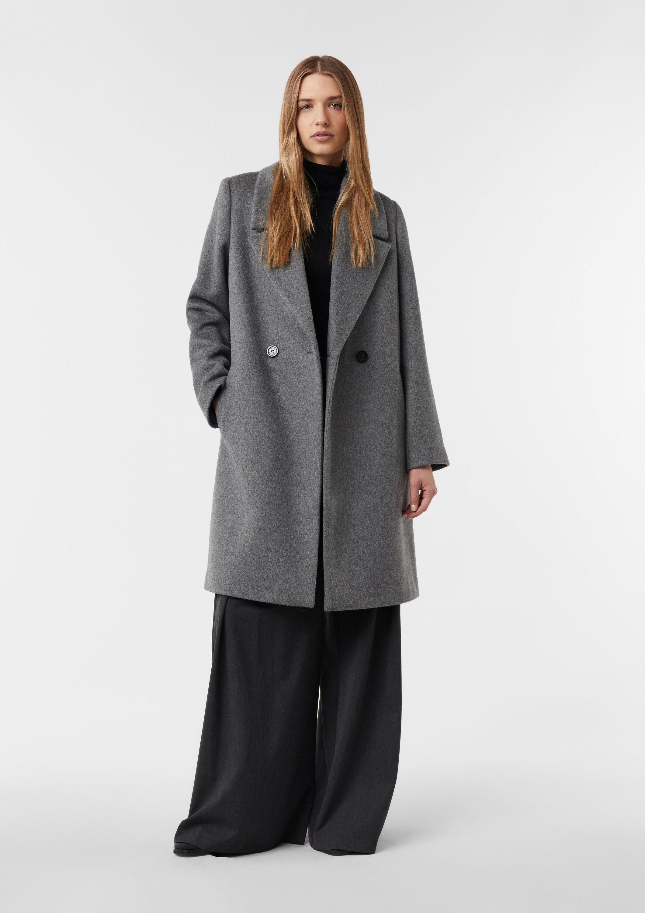 comma Funktionsmantel Outdoor-Mantel Zweireihiger Mantel aus Wollmix im Loose Fit