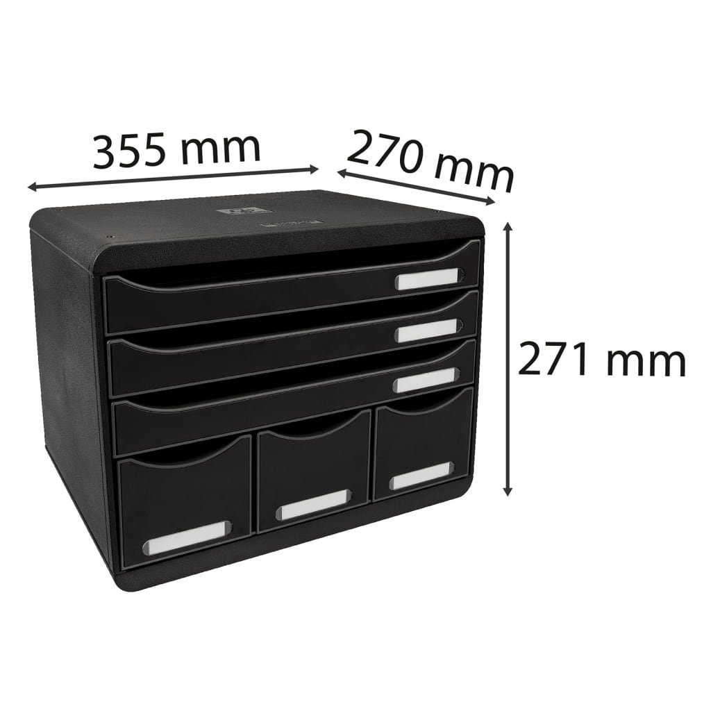 mit 6 Maxi EXACOMPTA Schwarz Store-Box Schubladenbox Laden Schubladenbox Glänzend