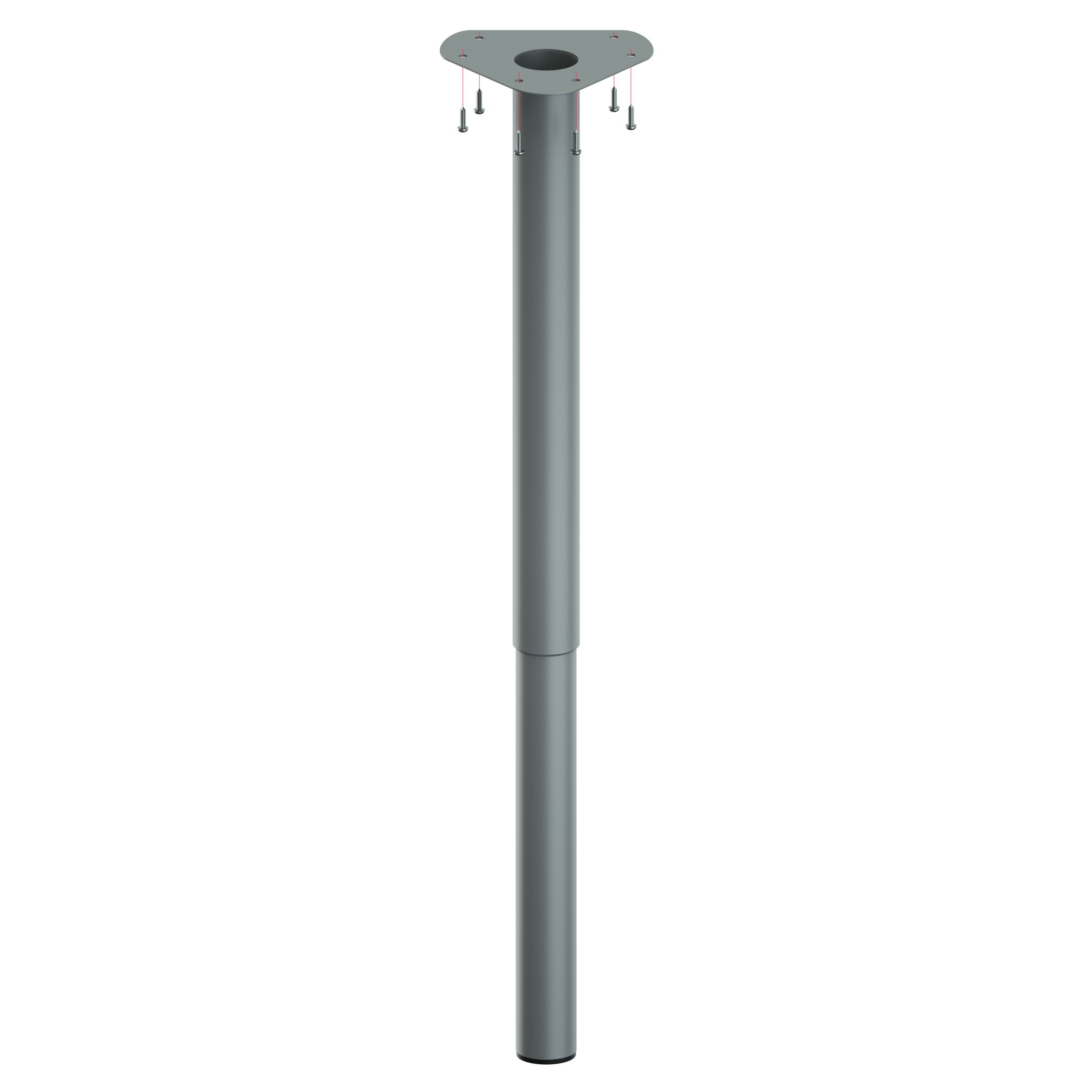 ib style Tischbein Teleskopfuß Ø 50 mm Farbe: Silbermatt; Länge:60 - 90 cm, Höhenverstellbar - inkl. Befestigungsschrauben