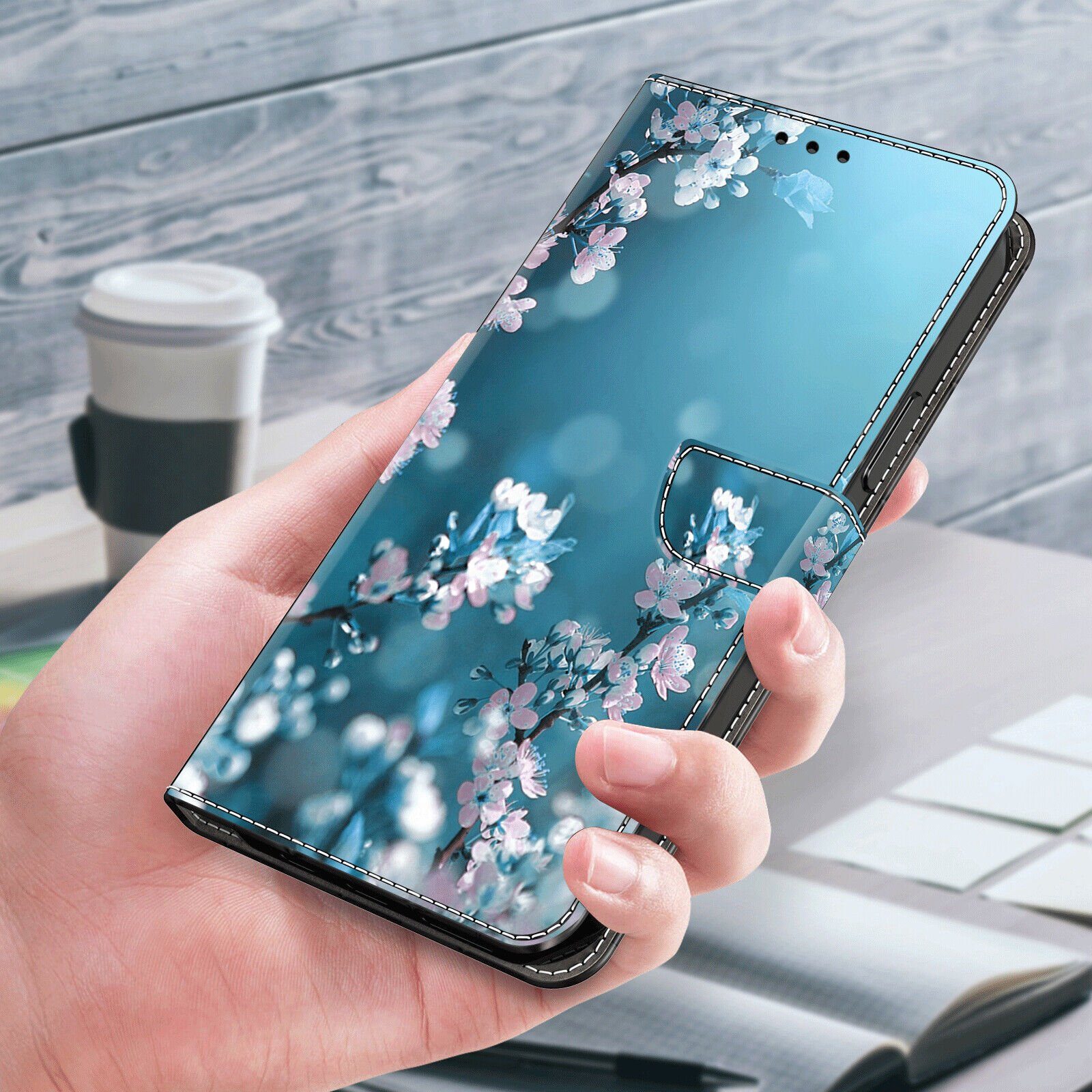 CLM-Tech Handytasche für Xiaomi Redmi Note 13 Pro 5G Hülle Tasche aus Kunstleder Klapphülle (Pflaumenblüte blau, Handyhülle Wallet Flip Case Cover Etui), Schutz – Bild 5 von 5