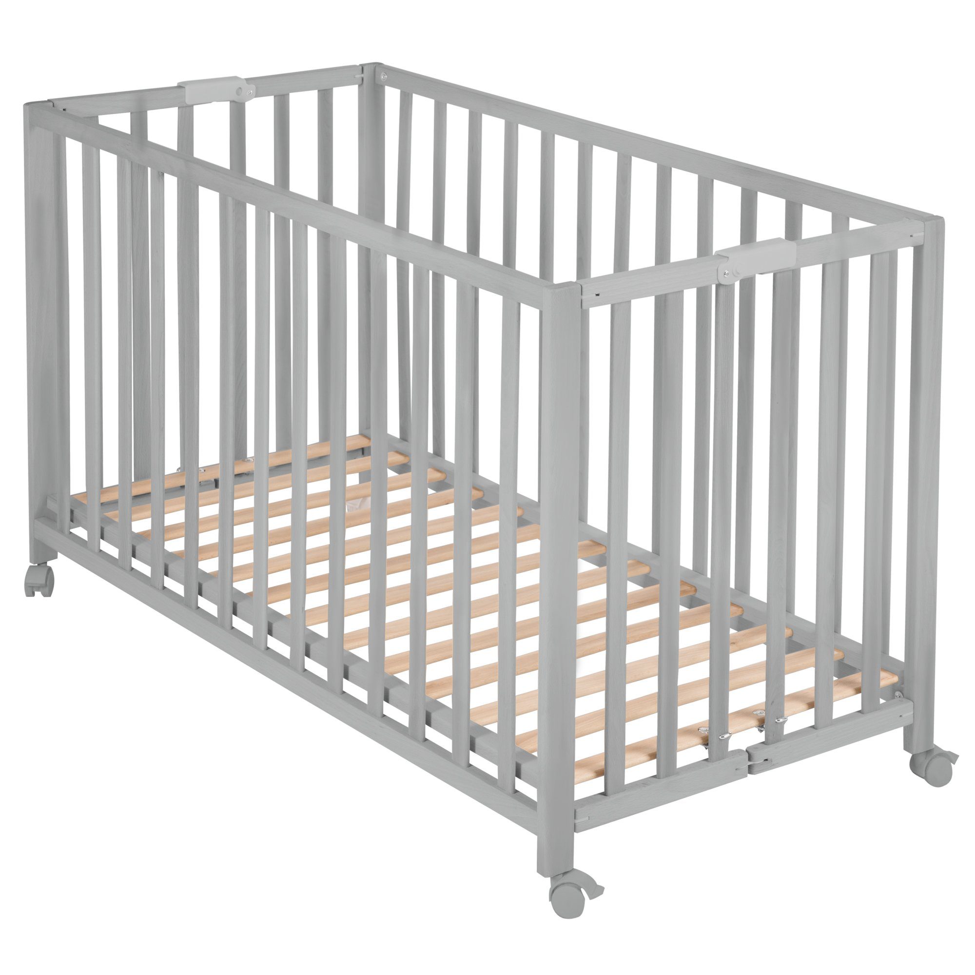 roba® Kinderbett Fold Up, Platzsparendes Gitterbett, höhenverstellbar inkl. Rollen