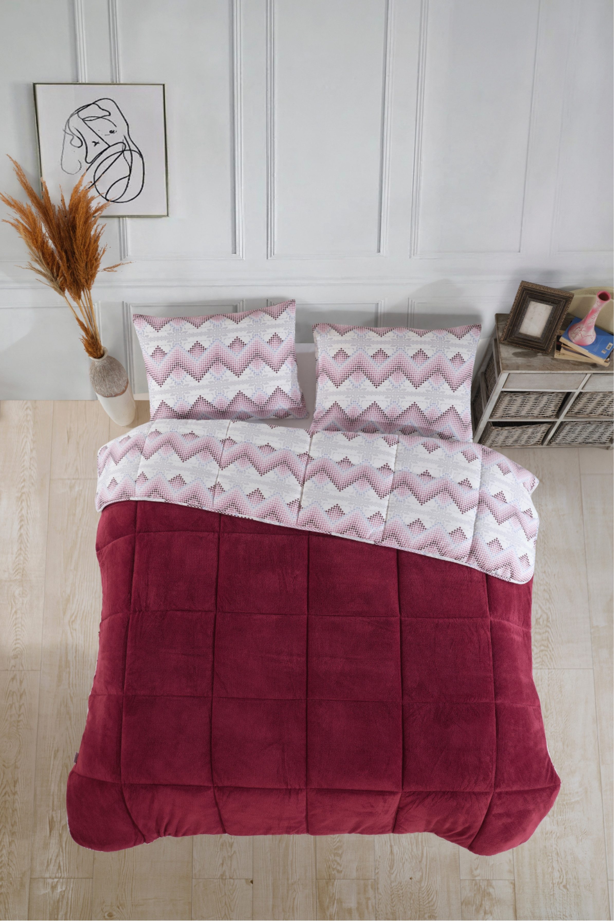 Formeya Einziehdecke Luxus Wellsoft Bettdecke 135x200 cm Wendbar mit Kissenbezug