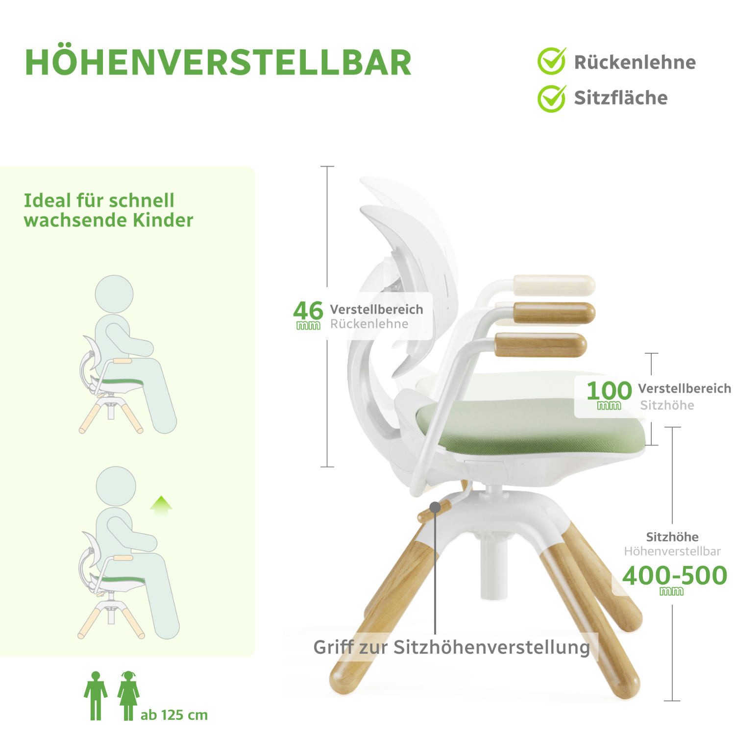 HOKO Kinderstuhl Höhenverstellbarer, mitwachsender Kinder Stuhl (Ergo Study günstig online kaufen