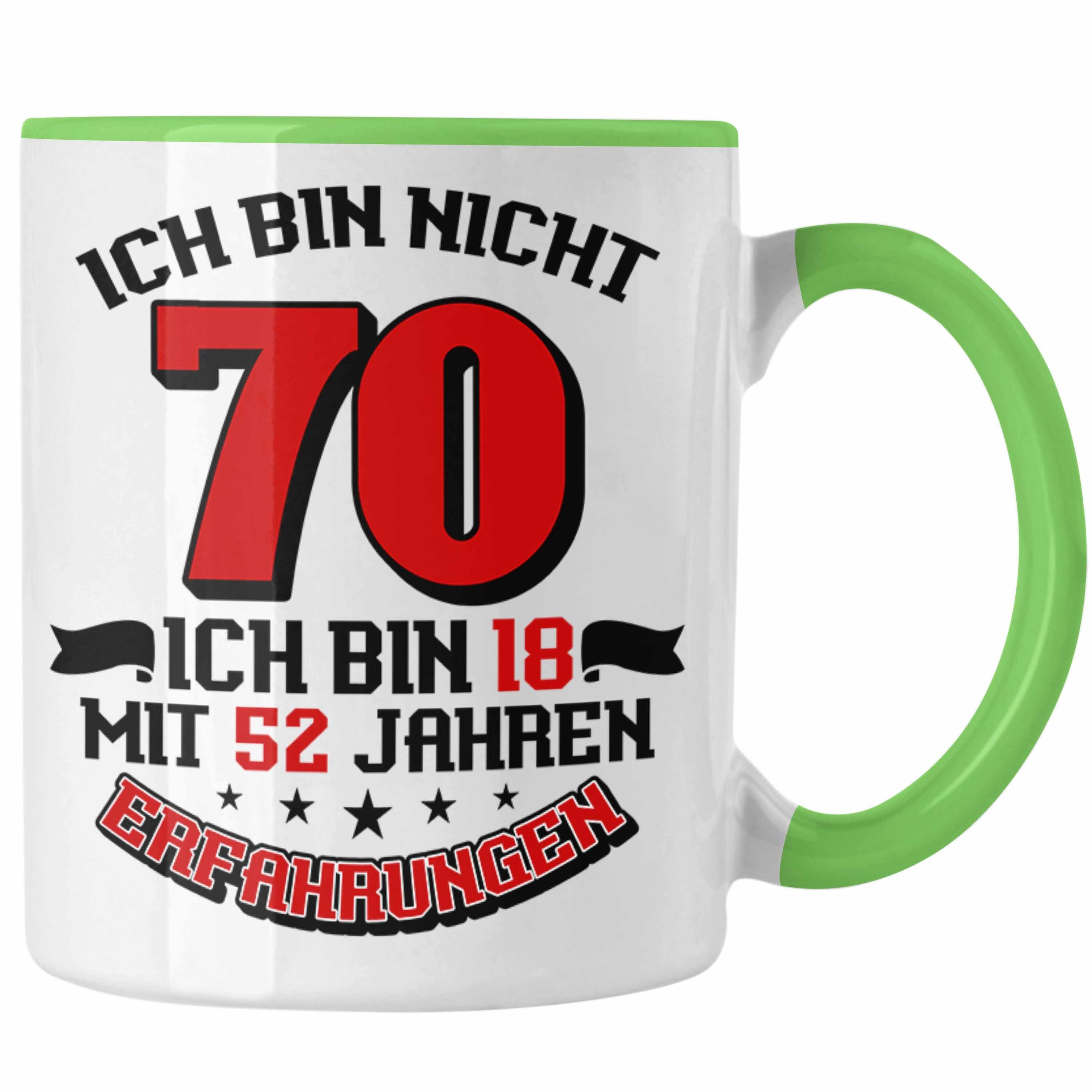 Trendation Tasse Tasse 70. Geburtstag Geschenkidee für Männer Frauen Spruch 70 Jahre 18 Grün