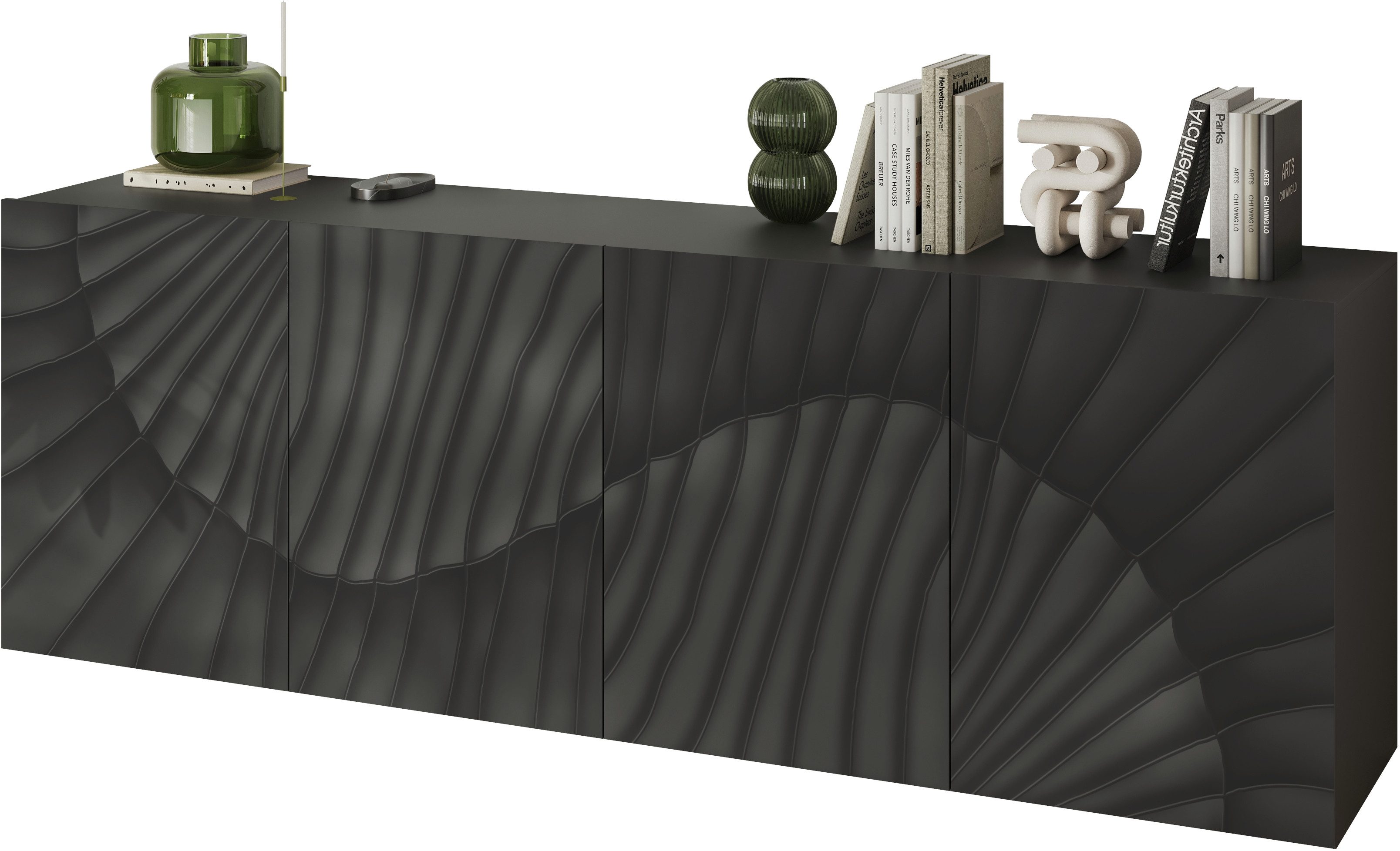 OTTO home Sideboard Snake, Kommode, Anrichte, Stauraummöbel Breite 241 cm, Siebdruck-Front, moderne Wohnmöbel, 4 Türen, viel Stauraum, stilvoll und funktional