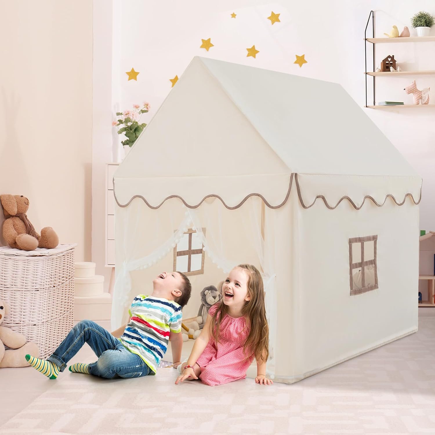 KOMFOTTEU Spielzelt Kinderzelt mit gepolsterter Decke günstig online kaufen