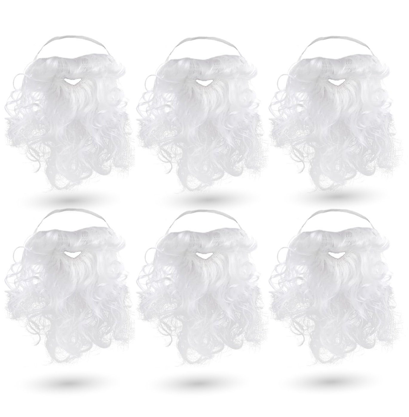 Kostümheld® Kostüm 6x Weihnachtsmannbart Nikolausbart Bart weiß - Nikolaus Santa Kostüm, mit Zugband