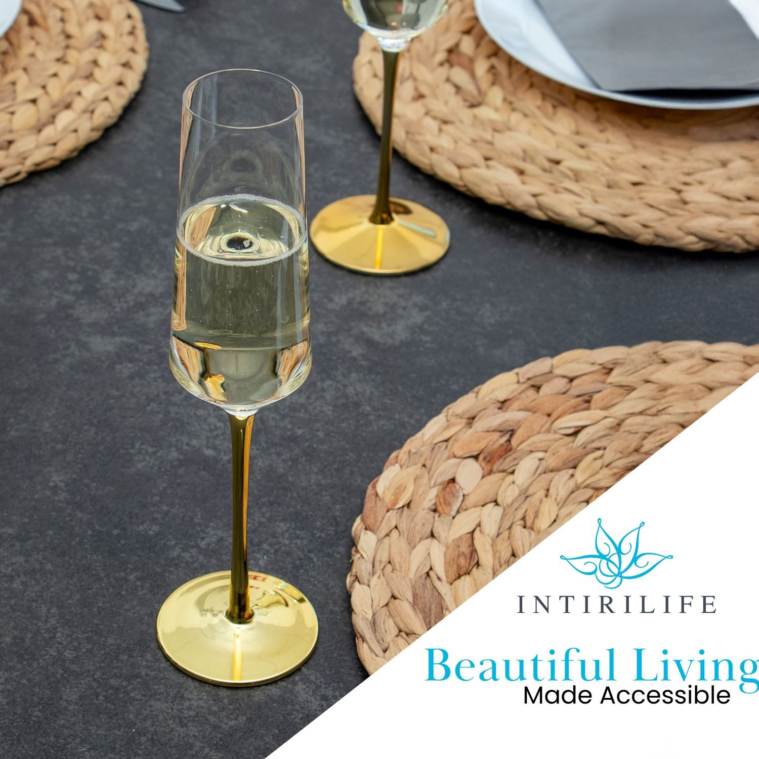 Intirilife Champagnerglas, 2-tlg., Glas, Champagner Sekt Glas Set 200ml Prosecco Kristallglas