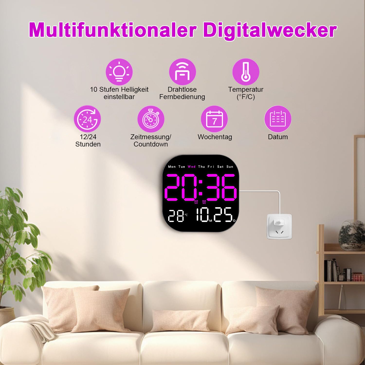RWEUOQ Wanduhr Digitale Uhr mit Temperatur, günstig online kaufen