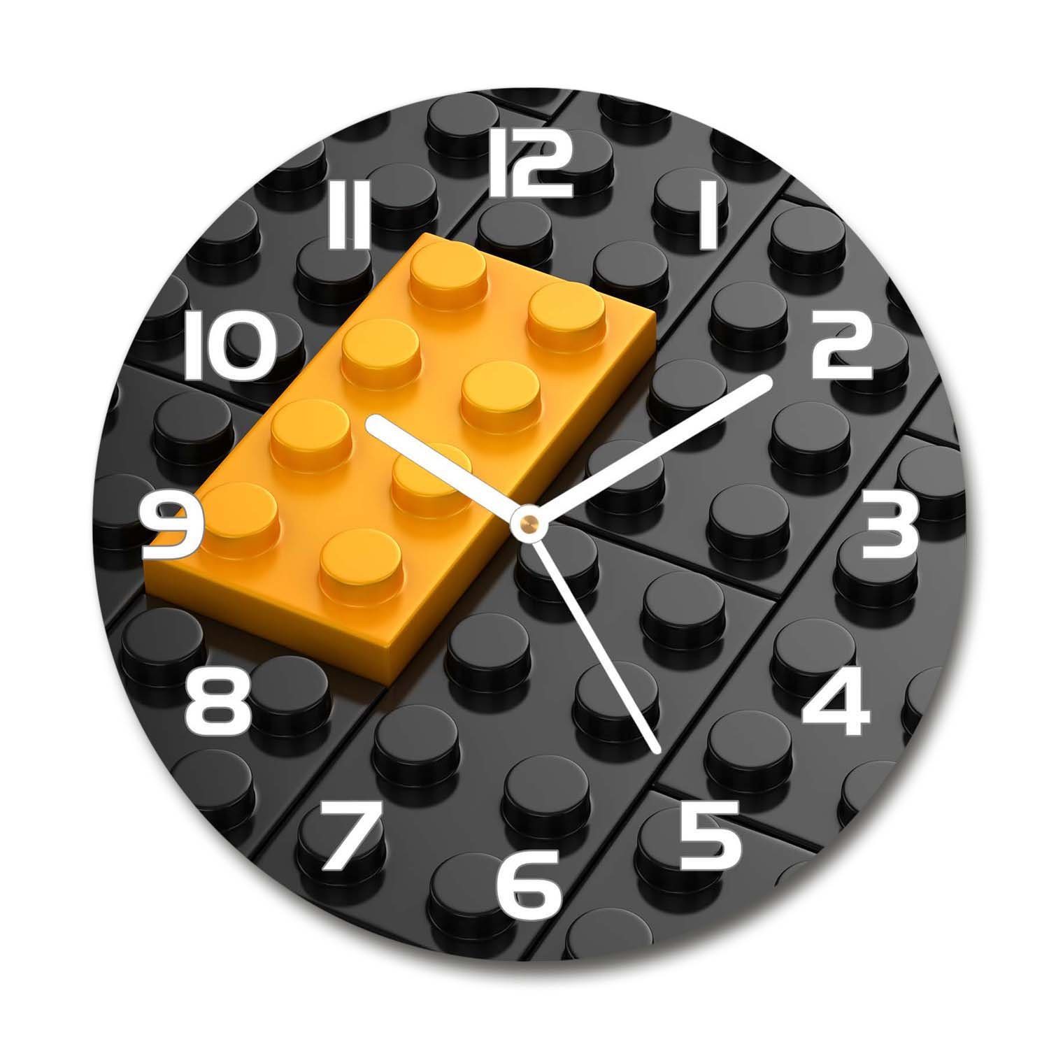 Tulup Uhr Wanduhr aus Glas Glasbild Glasuhr Gehärtetes Lego-Blöcke - 30fi cm Weisse-Zeiger