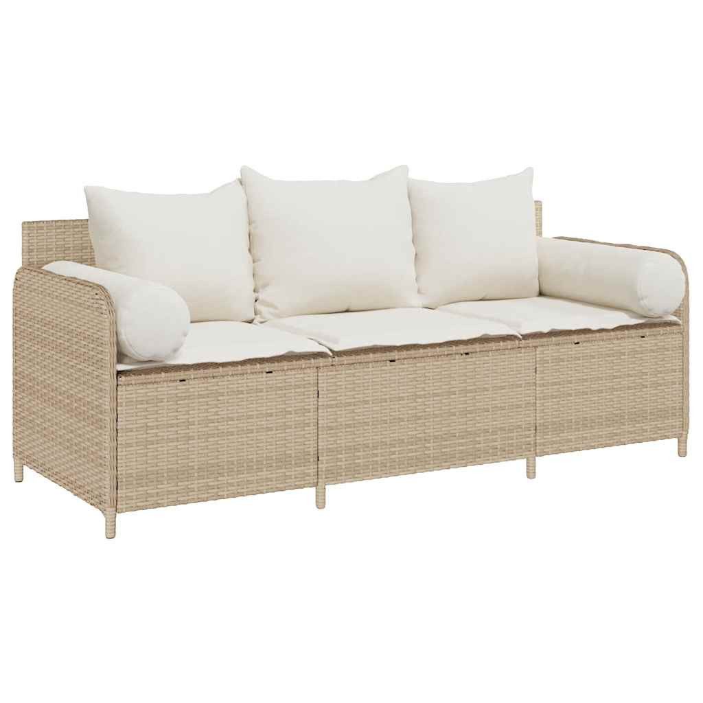 vidaXL Loungesofa Gartensofa mit Kissen 3-Sitzer günstig online kaufen