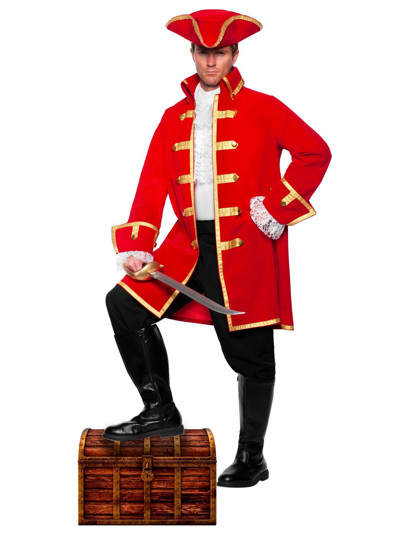 Underwraps Kostüm Roter Pirat Kostüm, Steht barocken Gouverneuren und karibischen Piraten gleichermaßen