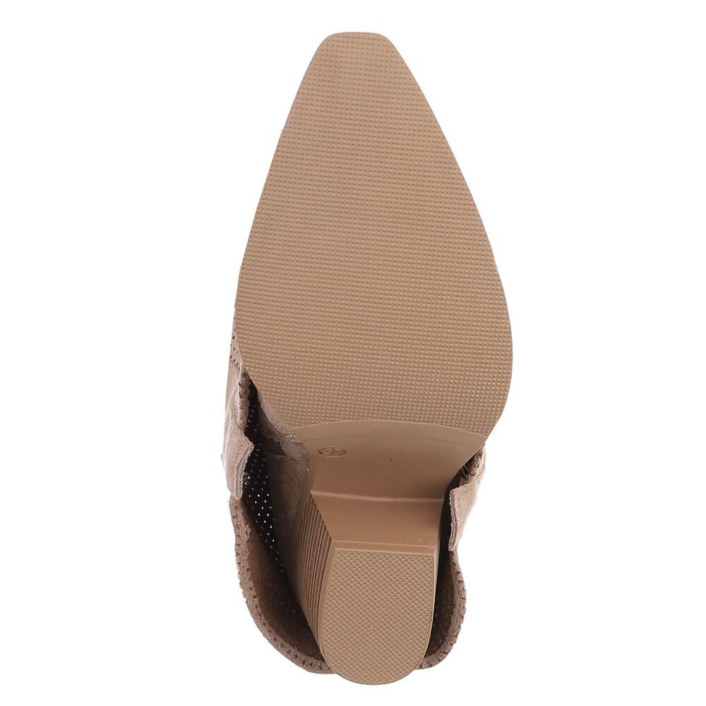 Ital-Design Moderne Stiefel mit perforiertem Design und goldenen Details Westernstiefel (91154648) Blockabsatz Stiefel in Hellbraun
