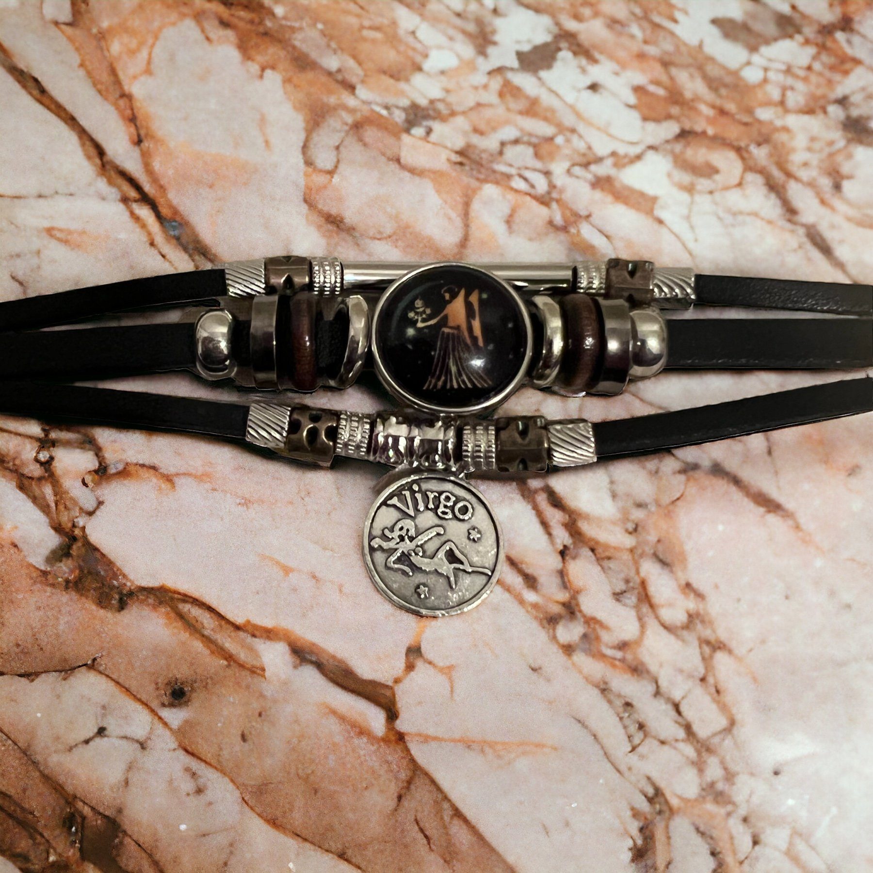 Stelby Armband mit Gravur Armband Sternzeichen Jungfrau mit 3D Gravur im Glas (Weihnachtsgeschenk, Geburtstagsgeschenk, Valentinstaggeschenk, modern, minimalistisch), langlebig, pflegeleicht, unisex