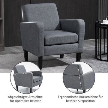 HOMCOM Sessel Einzelsessel (Set, 1-St., Sessel), Einzelsessel Polstersessel Holzfüße Leinenstoff Hellgrau