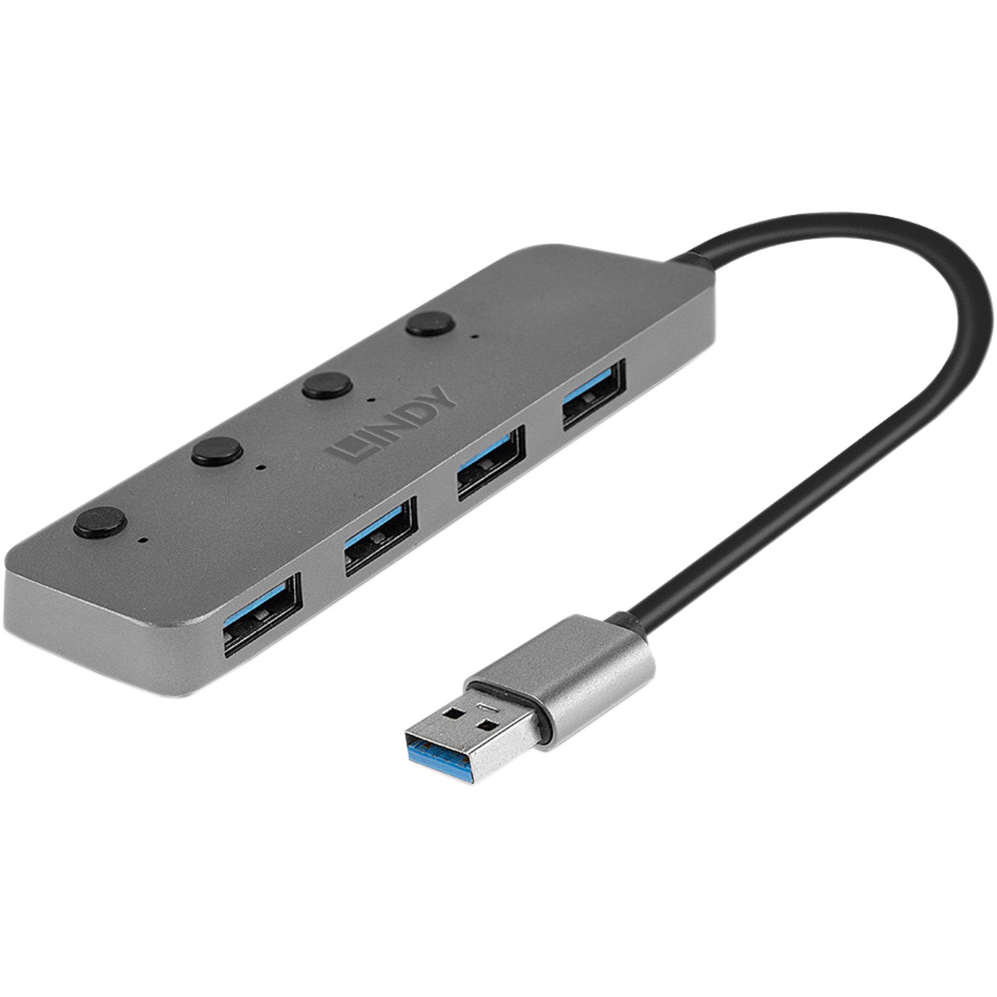 Lindy Lindy 4 Port USB 3.0 Hub mit Ein-/Ausschaltern, USB-Kabel
