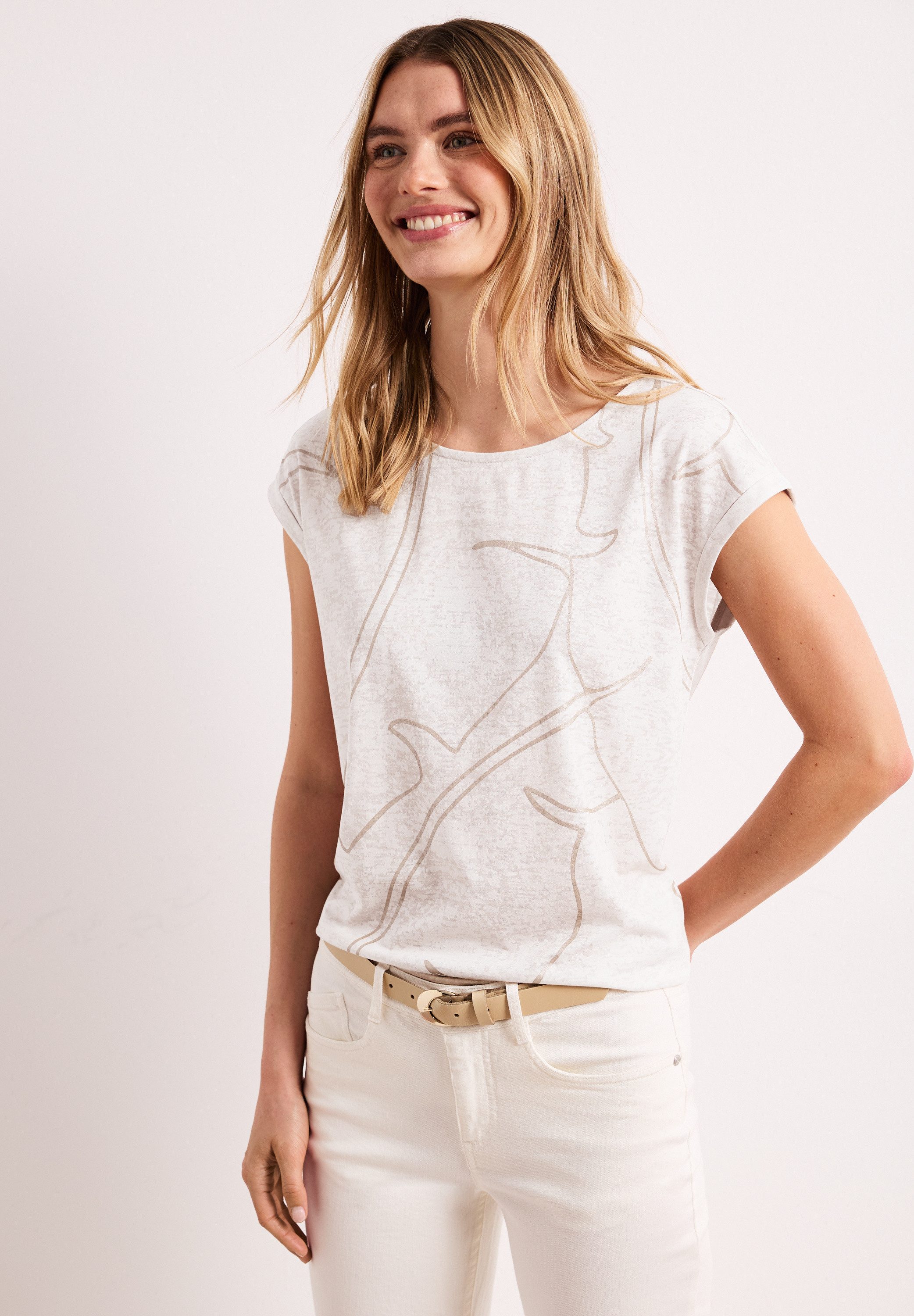 STREET ONE Rundhalsshirt mit Rundhalsausschnitt