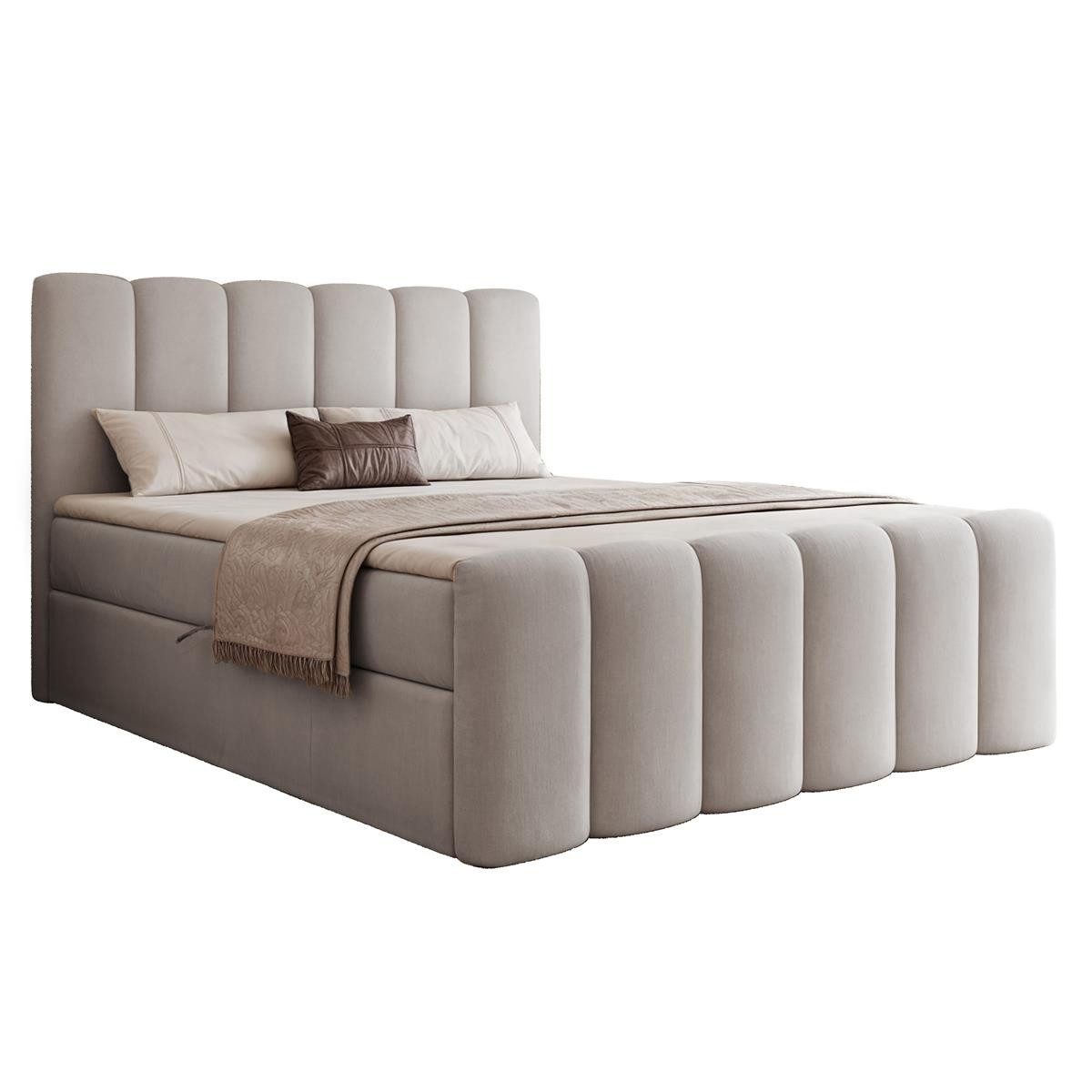 Compleo Boxbett BUBBLE, Wolkenbett, Bequem, Bonell, Topper, Doppelbett gepolstertes Kopfteil mit Bettkasten