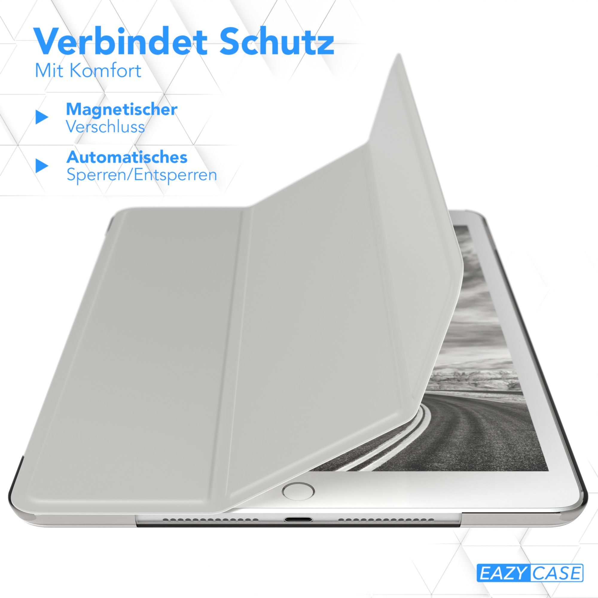 EAZY CASE Tablet-Hülle Smart Case für iPad 10,2" 7. / 8. / 9. Generation 10,2 Zoll, Tablet Case Bookcover Smart Flipcase Schutztasche magnetisch Hellgrau