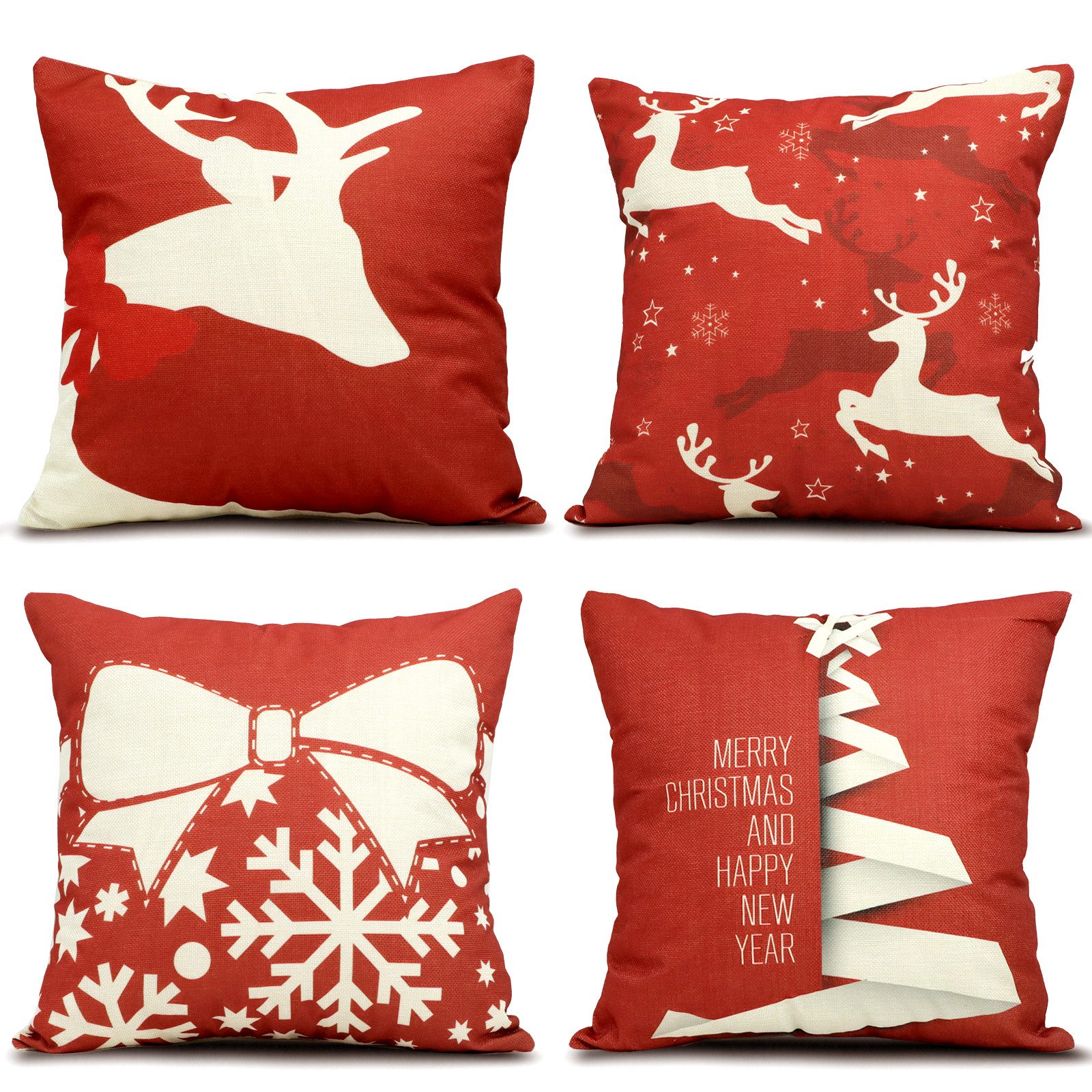 CALIYO Kissenbezug 4 Stück Kissenbezug Weihnachten Dekorative Kissenhülle, günstig online kaufen