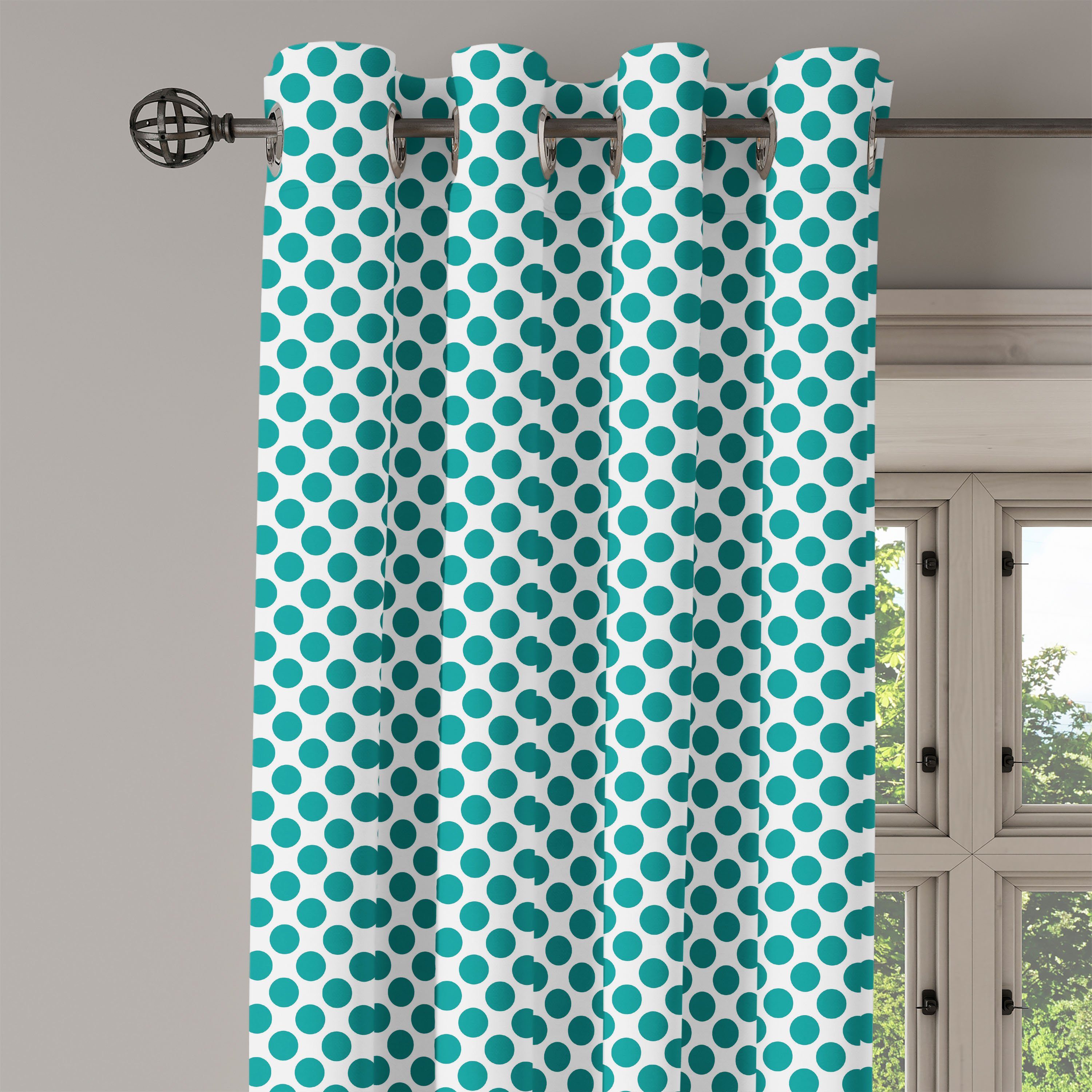 Gardine Dekorative Schlafzimmer Abakuhaus, Vibrierende Teal 2-Panel-Fenstervorhänge für Wohnzimmer, Design