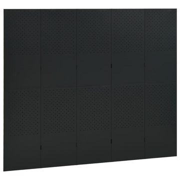 vidaXL Raumteiler Paravent Trennwand Spanische Wand 5-tlg Raumteiler Schwarz 200x180 cm