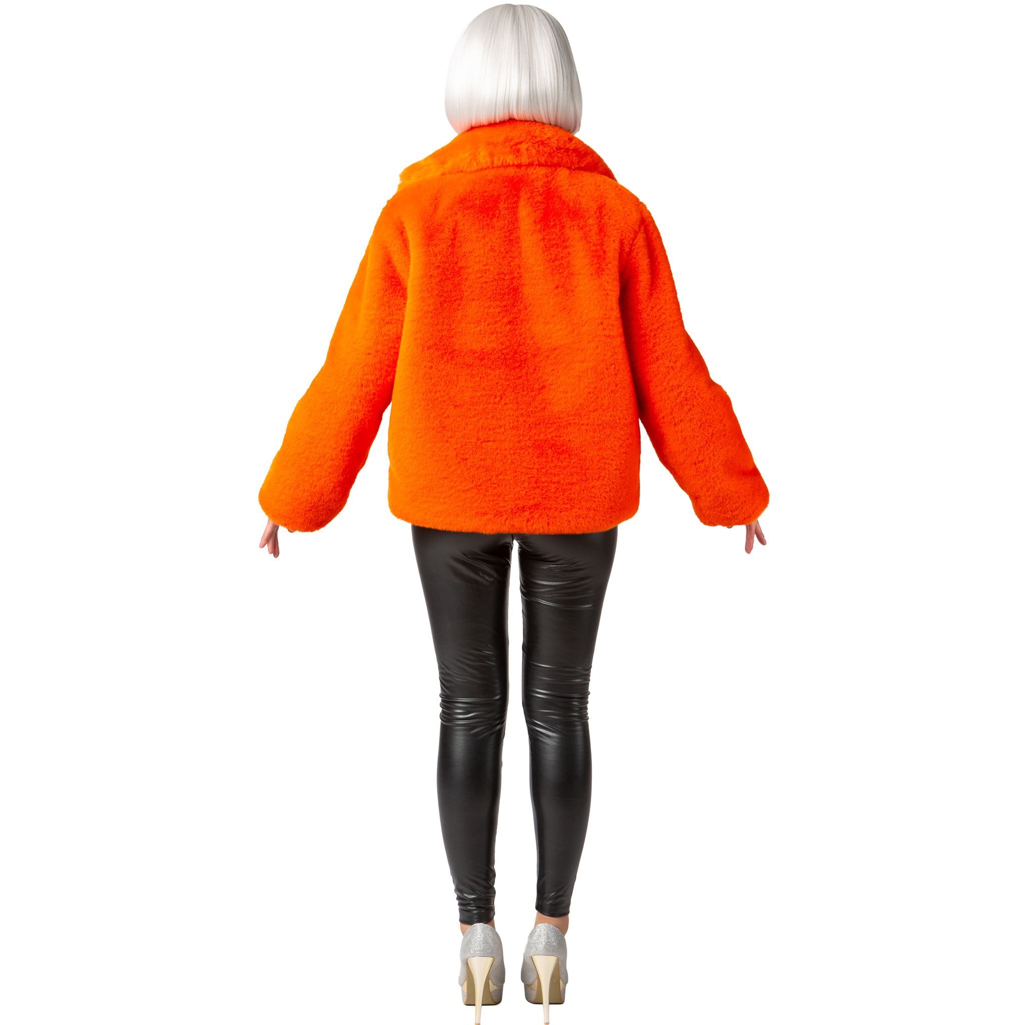 Orlob Kostüm Plüschjacke Orange Retro Damen