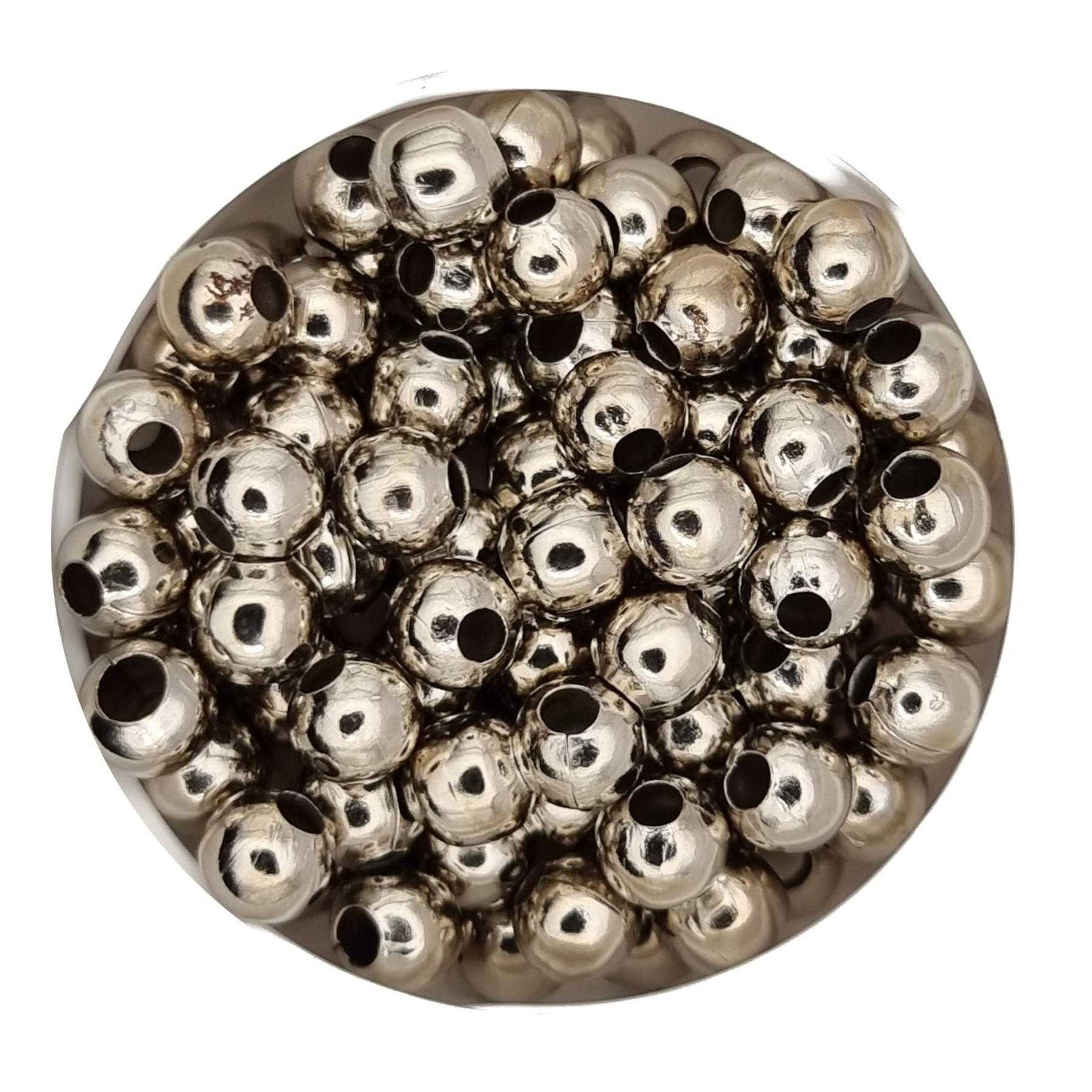 Kopper-24 Bastelperlen Metall Perlen Großlochperlen 3 mm, ca. 100 Stück, Silberfarben, (100-tlg)