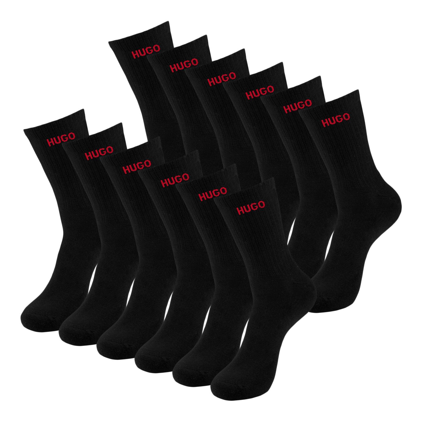 HUGO Freizeitsocken QH Rib Logo CC (6-Paar) mit verstärkten Belastungszonen günstig online kaufen