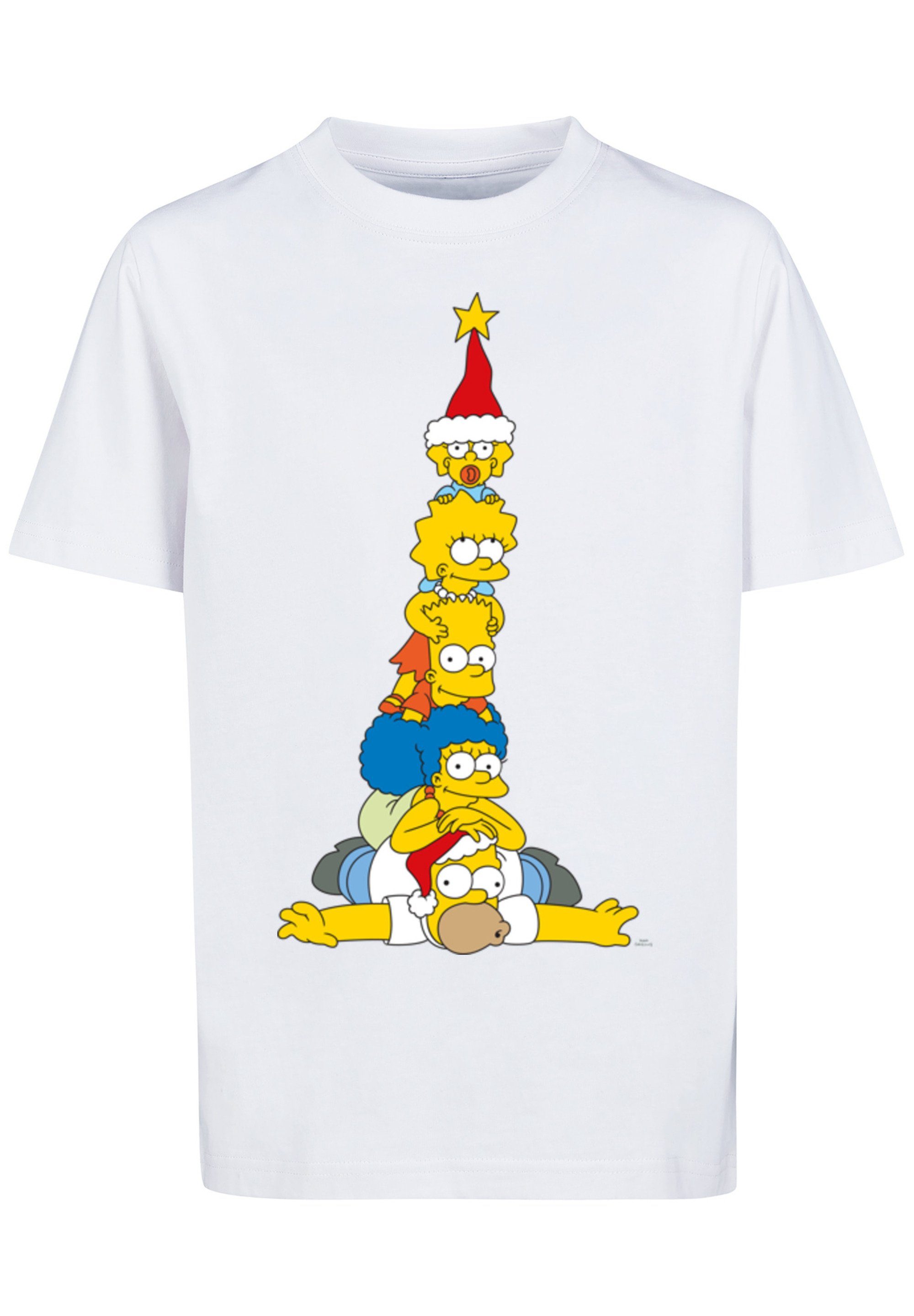 The Family Print F4NT4STIC Weihnachtsbaum Christmas T-Shirt Simpsons weiß