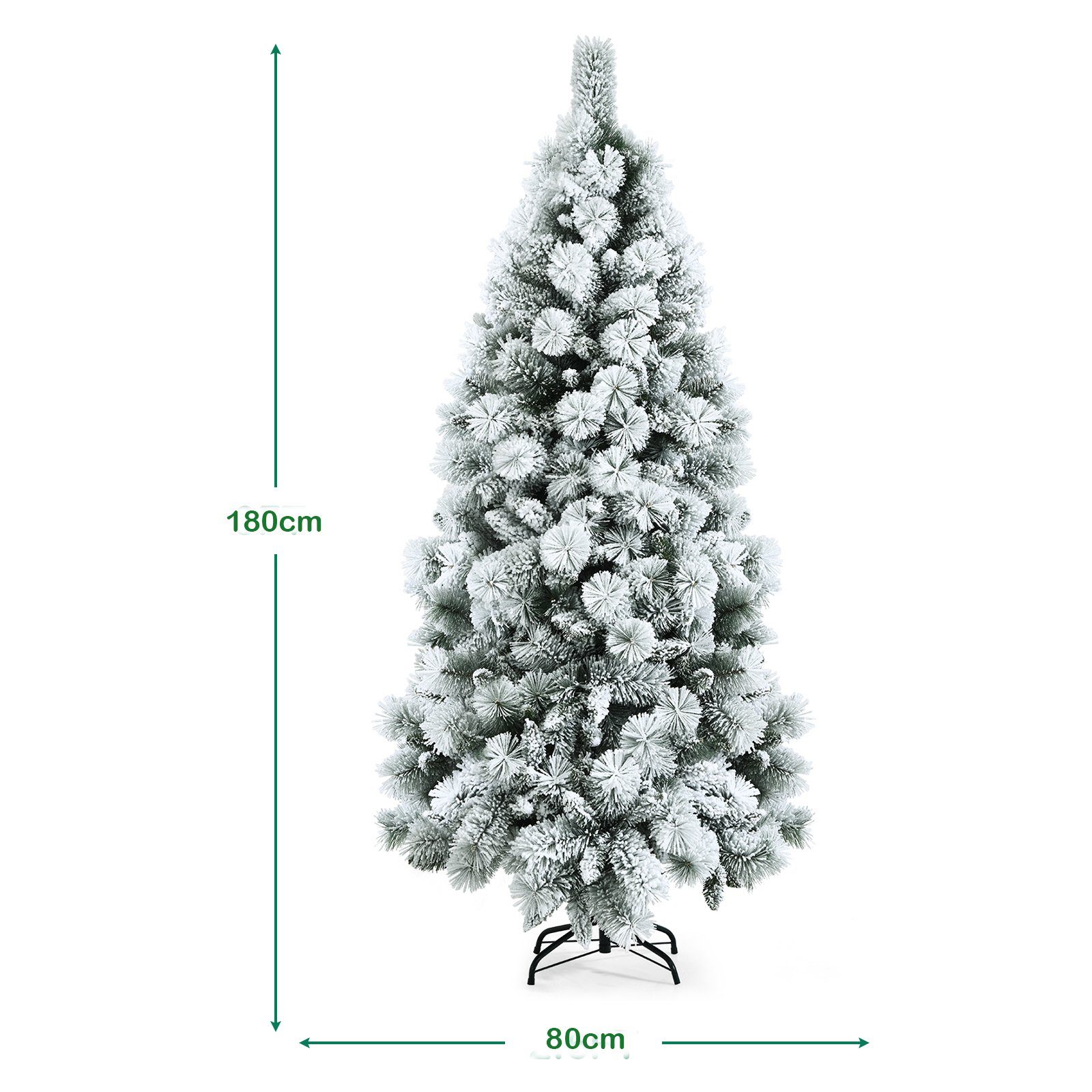 COSTWAY Künstlicher Weihnachtsbaum, Schneebedeckter Tannenbaum, 735 Zweige