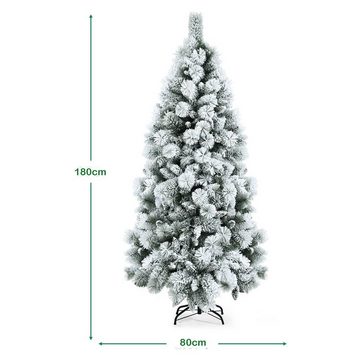 COSTWAY Künstlicher Weihnachtsbaum, Schneebedeckter Tannenbaum, 735 Zweige