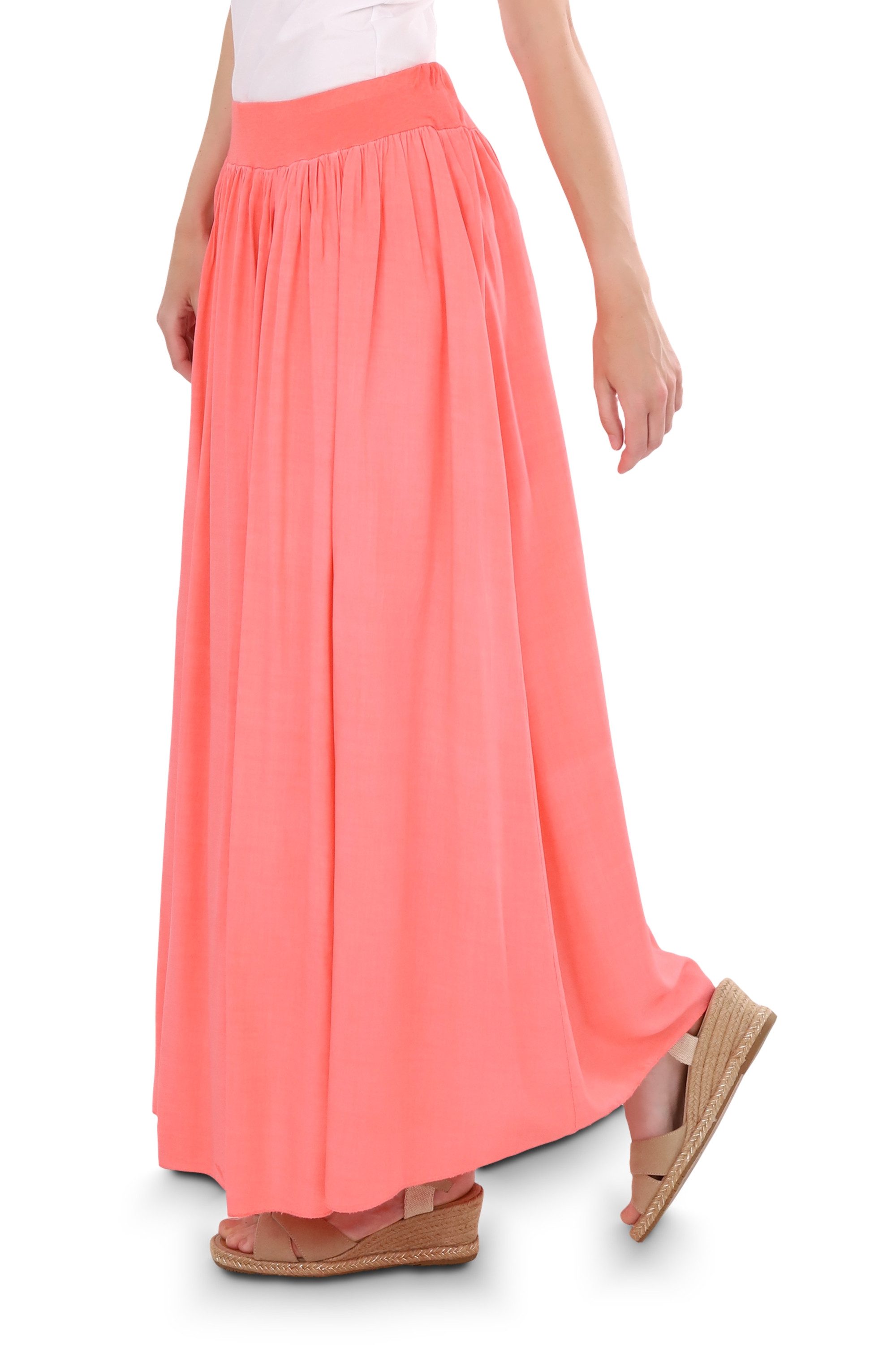 malito more than fashion Sommerrock malito Damen Maxi Rock, langer Rock blickdicht, Sommerrock mit Bund leichter eleganter Sommer Rock